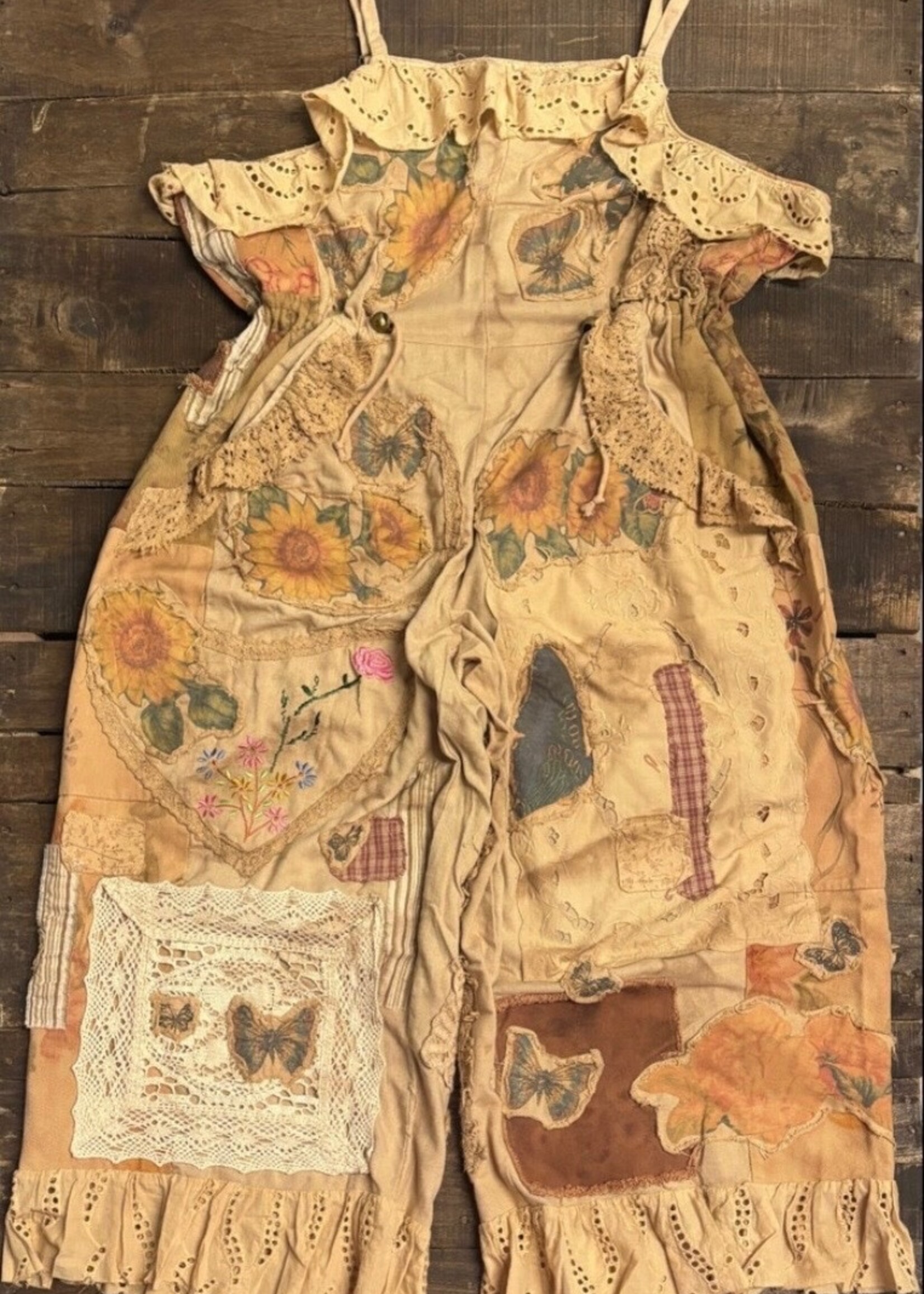 House of Jaded Gypsy Floral Meadows Overalls One Size