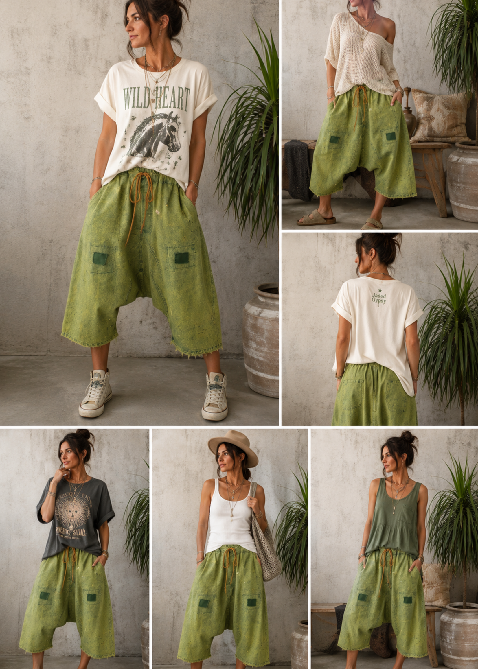 Jaded Gypsy Clothing Earthsong Harem Pants Army Green PREORDER