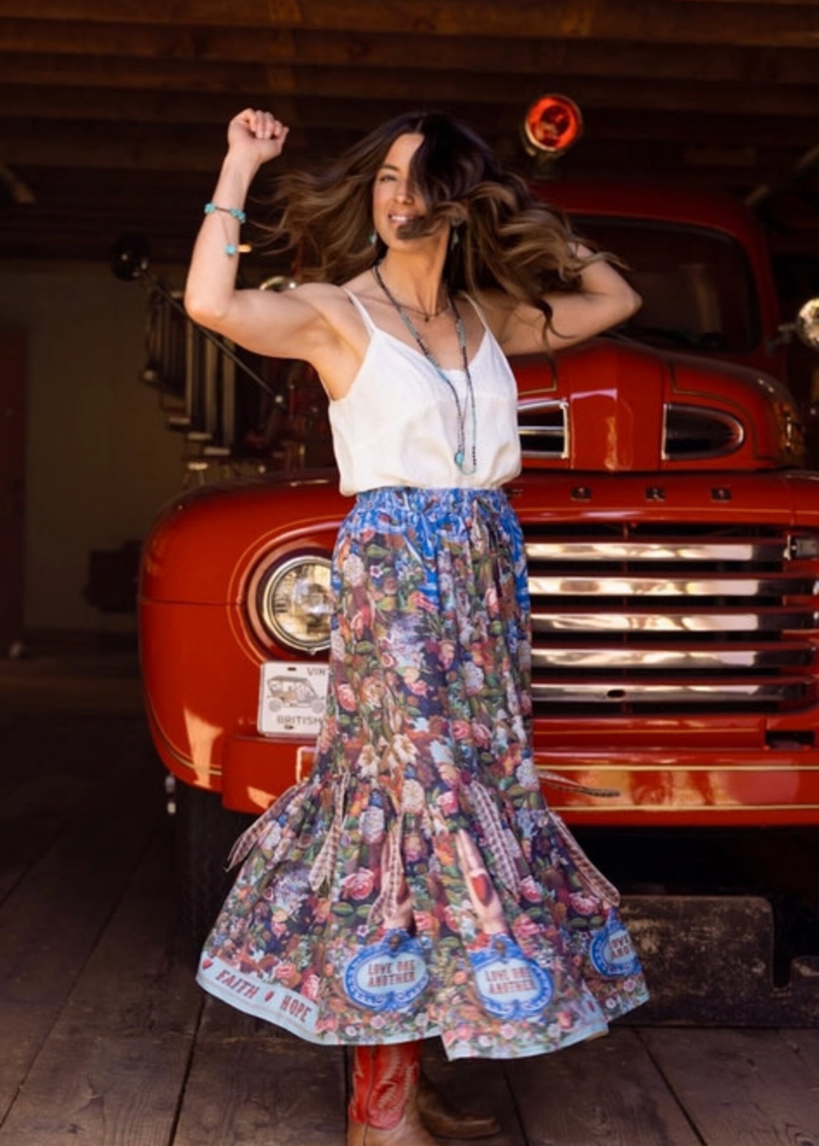 Market of Stars Love Language Skirt w/ Floral Print