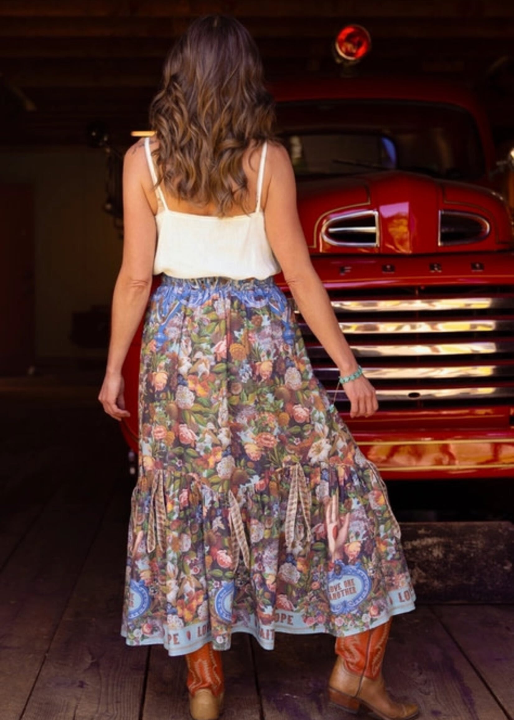 Market of Stars Love Language Skirt w/ Floral Print