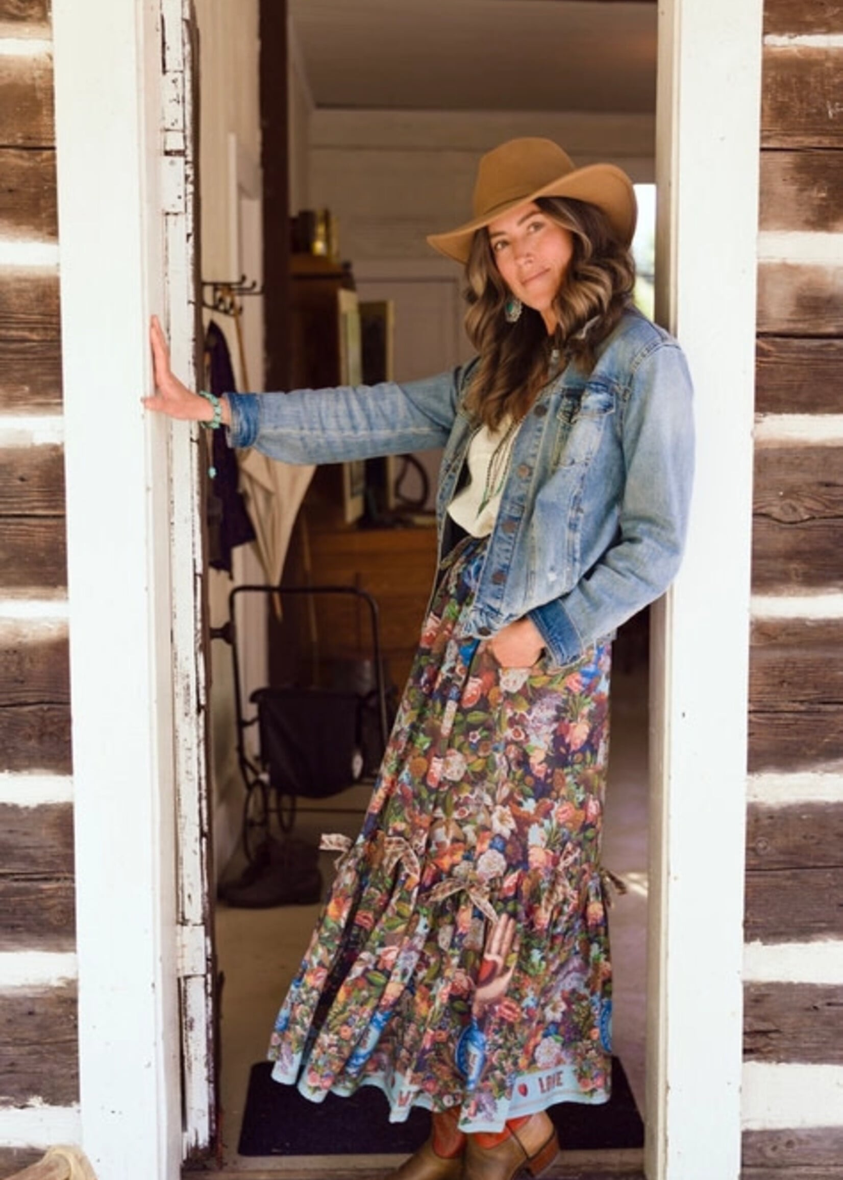 Market of Stars Love Language Skirt w/ Floral Print