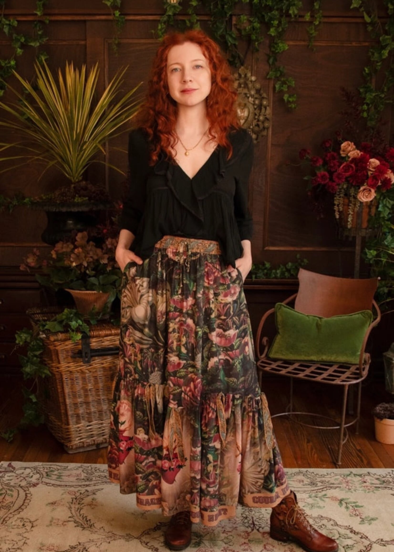 Market of Stars Courage Dear Heart Skirt w/ Floral Print