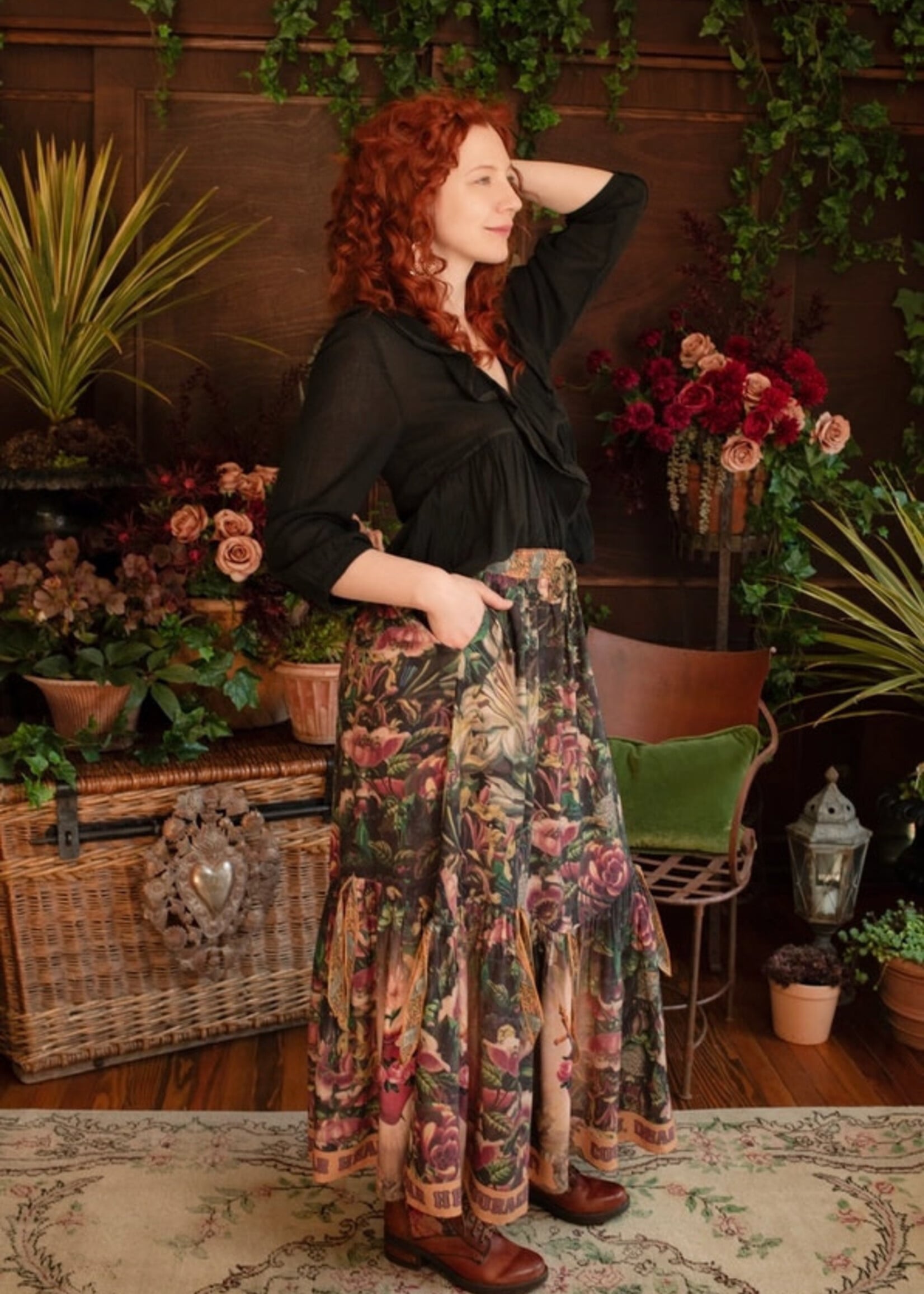 Market of Stars Courage Dear Heart Skirt w/ Floral Print