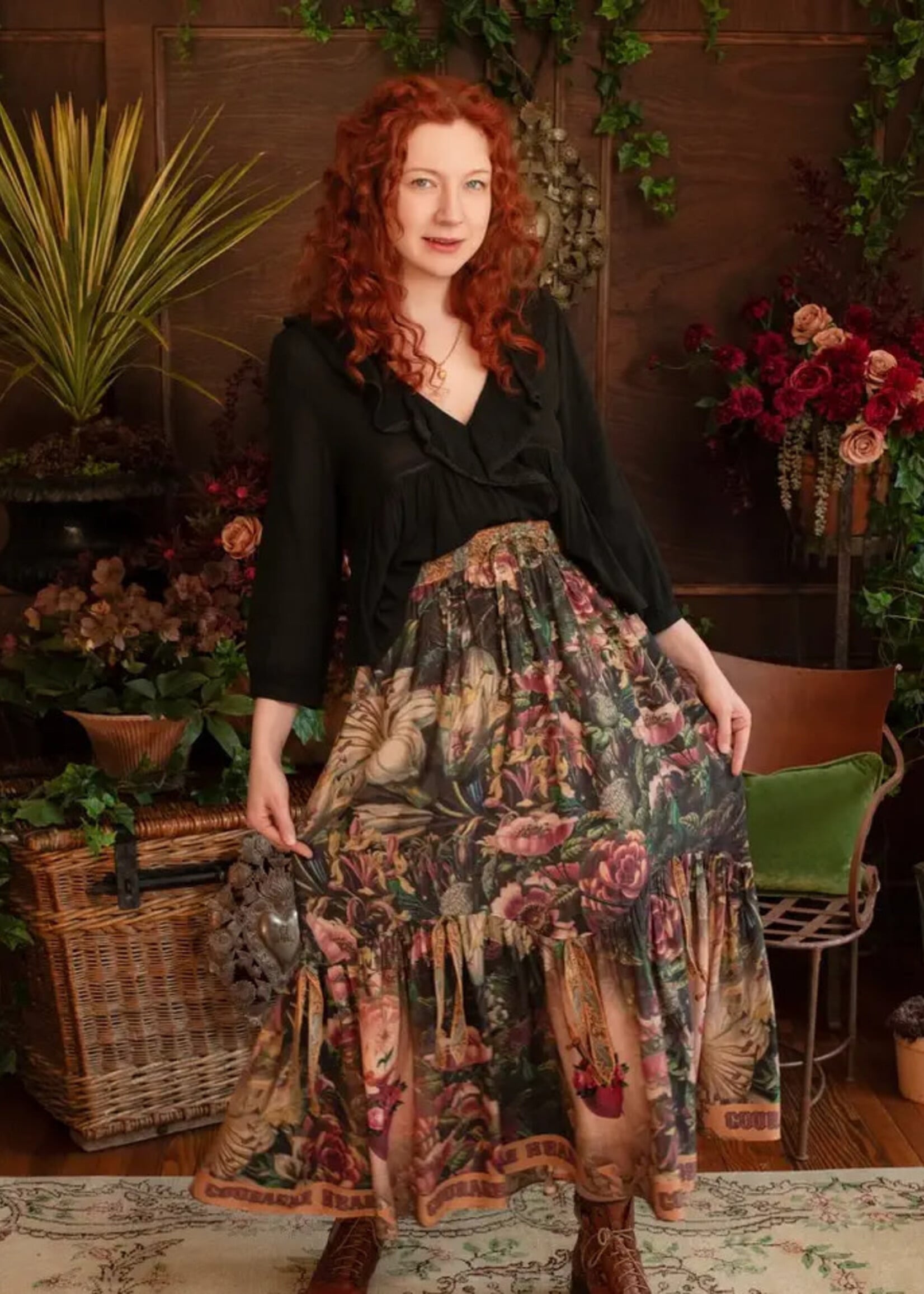Market of Stars Courage Dear Heart Skirt w/ Floral Print