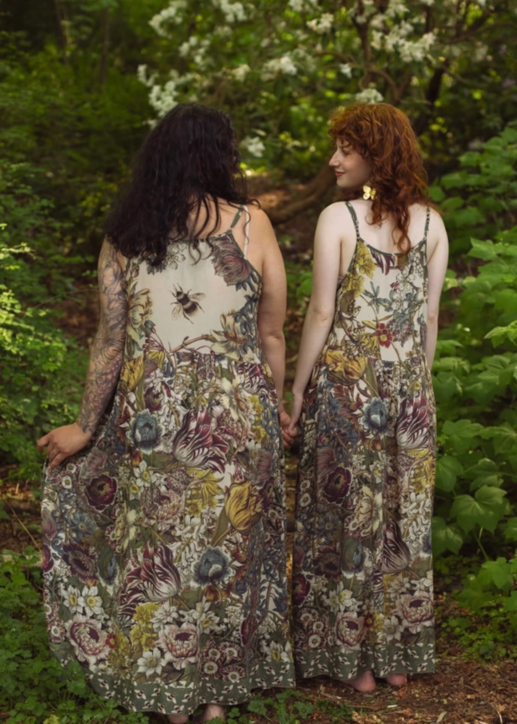 Market of Stars Love Grows Wild Boheme Long Maxi Slip Dress w/ Bees Floral