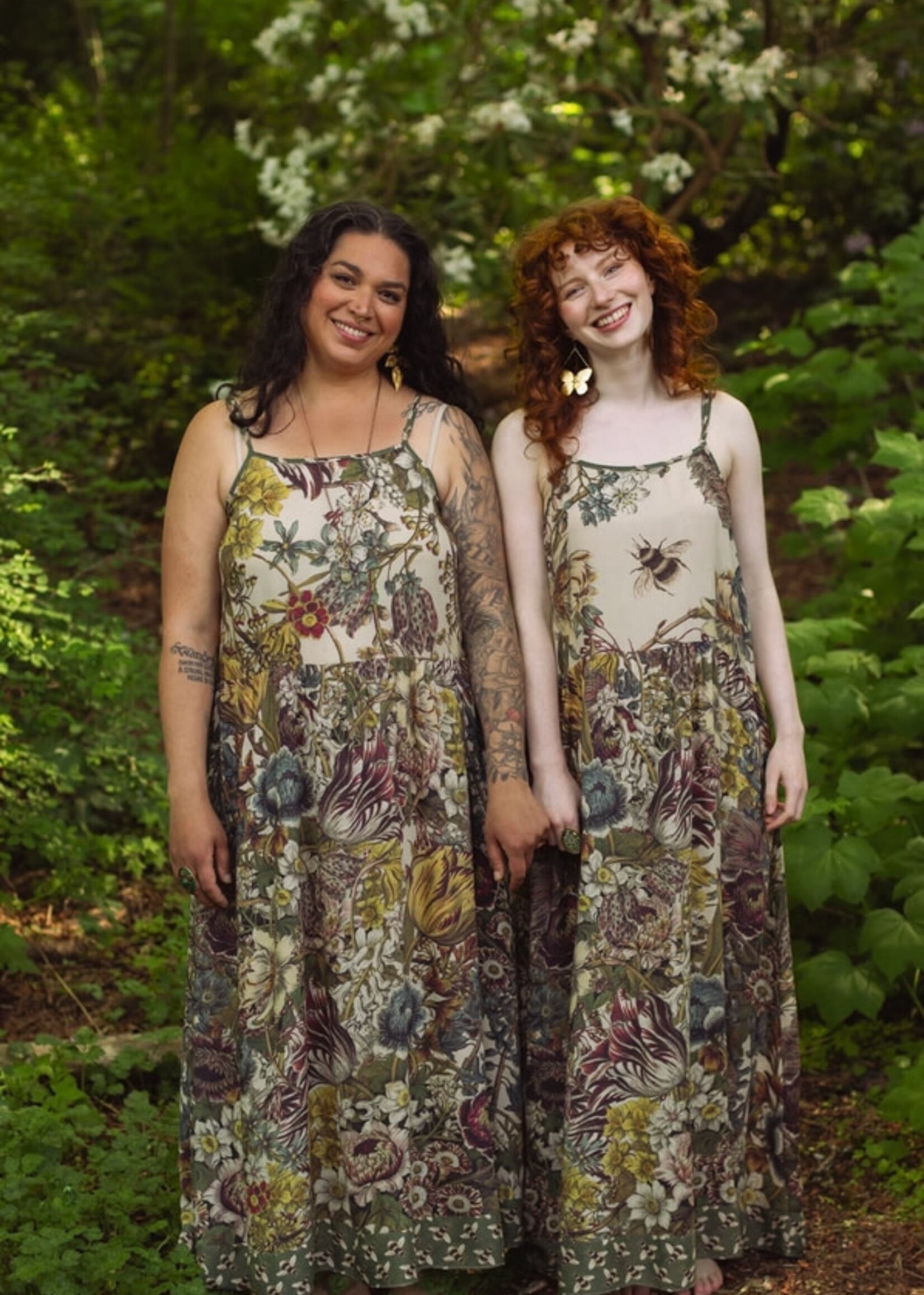 Market of Stars Love Grows Wild Boheme Long Maxi Slip Dress w/ Bees Floral