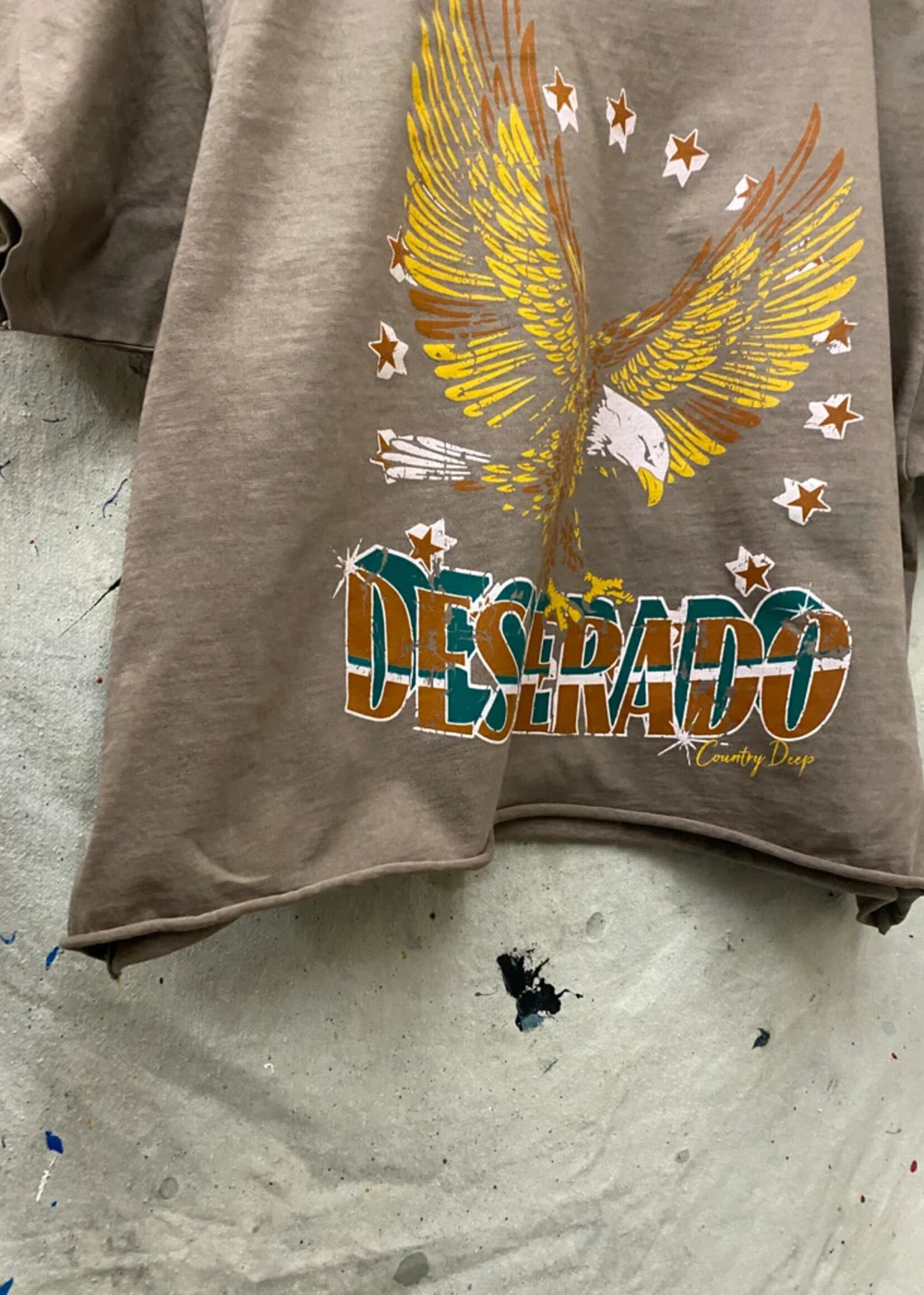 Country Deep Desperado Eagle Brown  Crop Tee