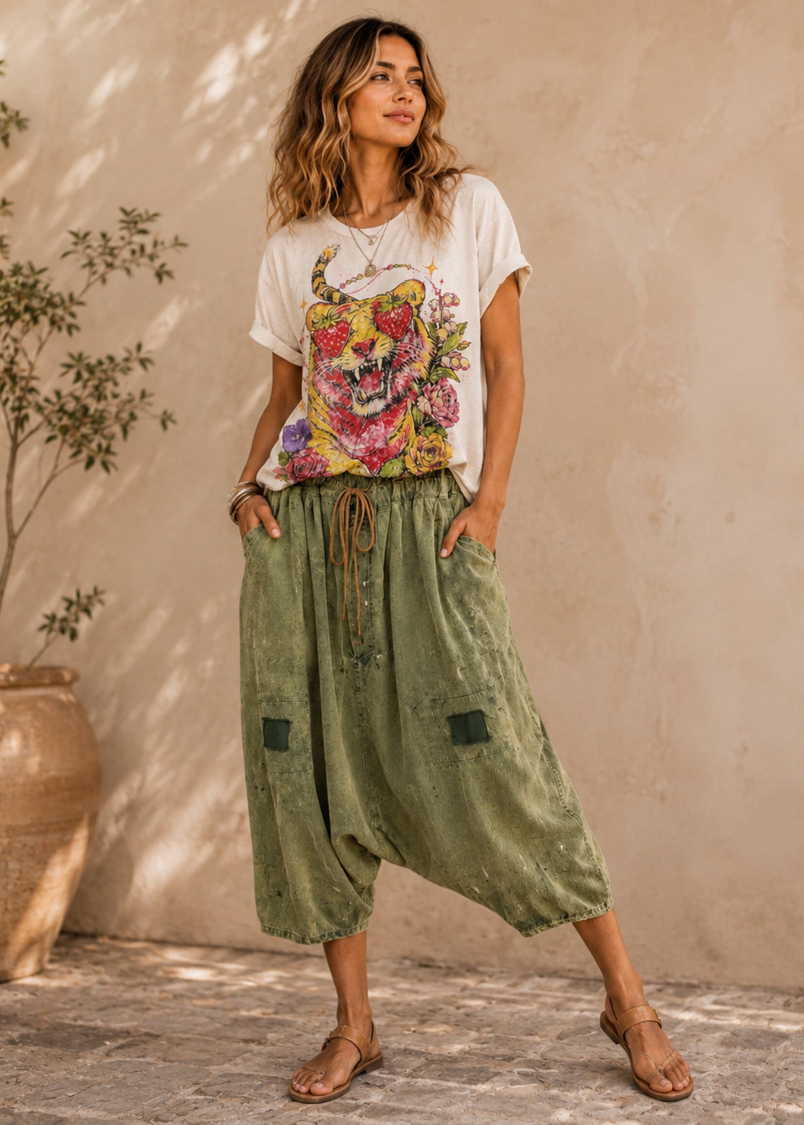 House of Jaded Gypsy Worn and Weathered Tee Tiger Love