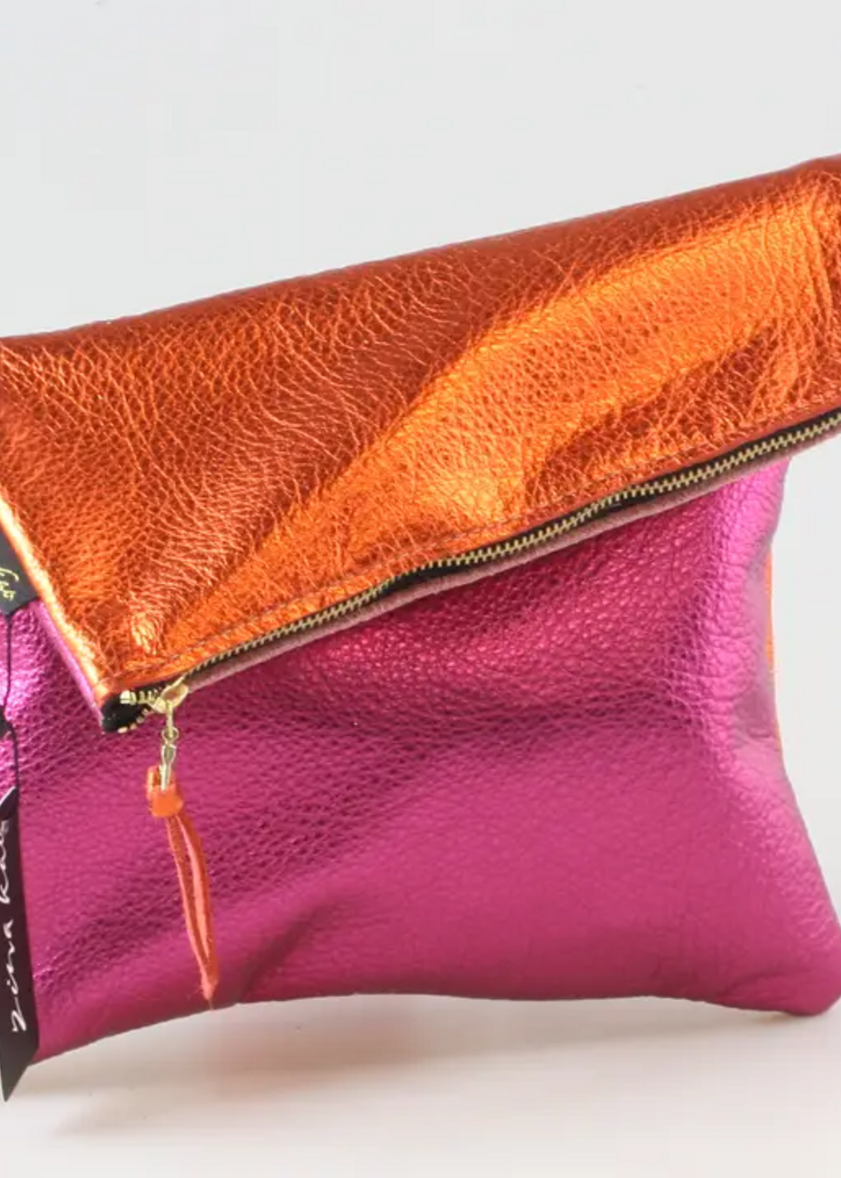 Zina Kao Adeline Foldover Leather Clutch