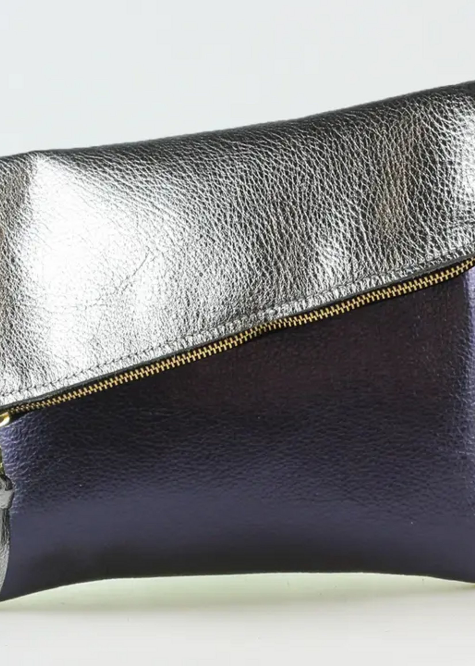 Zina Kao Adeline Foldover Leather Clutch