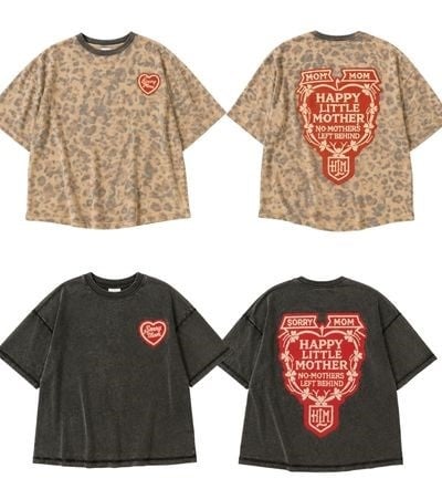 sorry mom tee leopard vintage black happy little mother