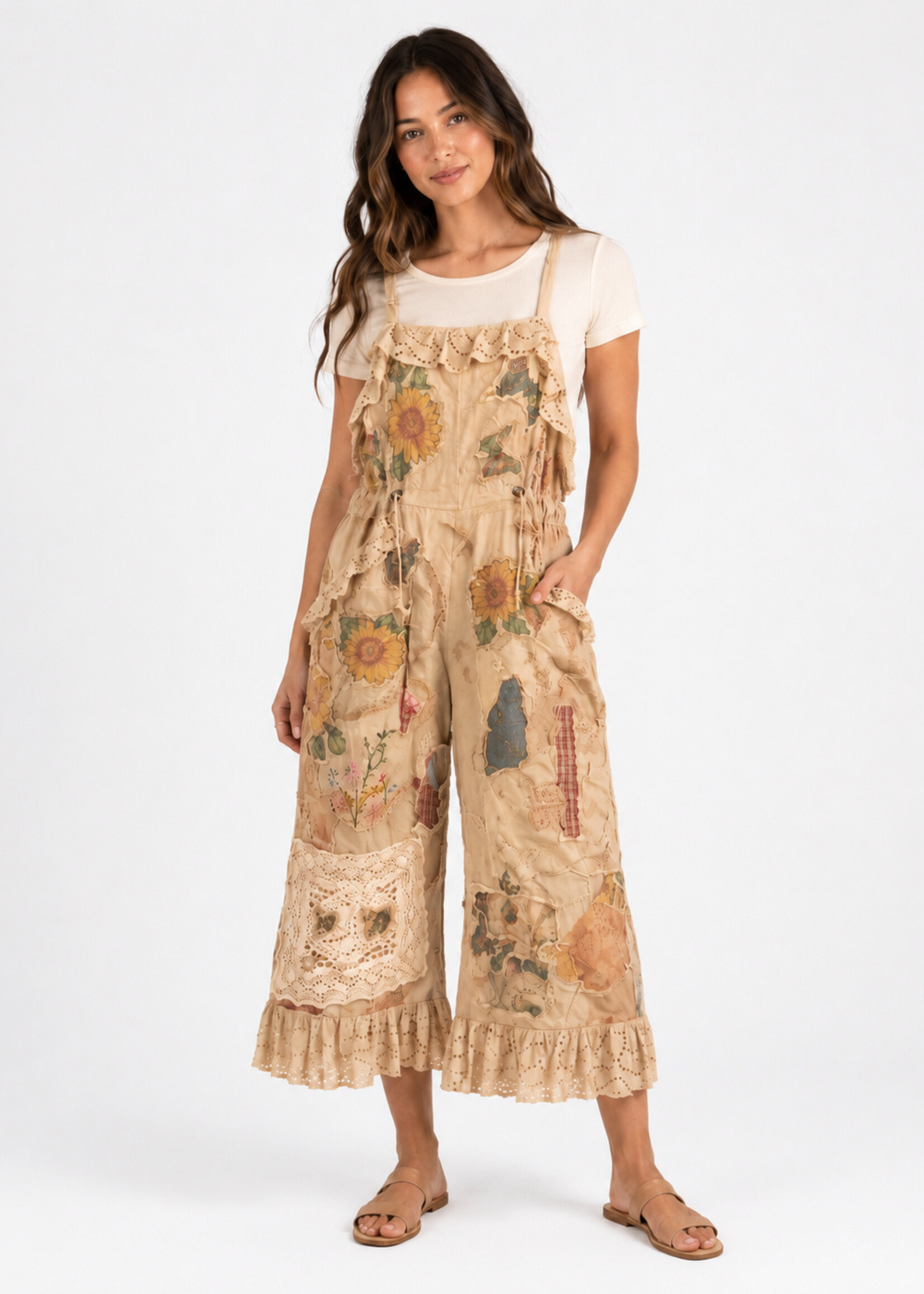 House of Jaded Gypsy Floral Meadows Overalls One Size