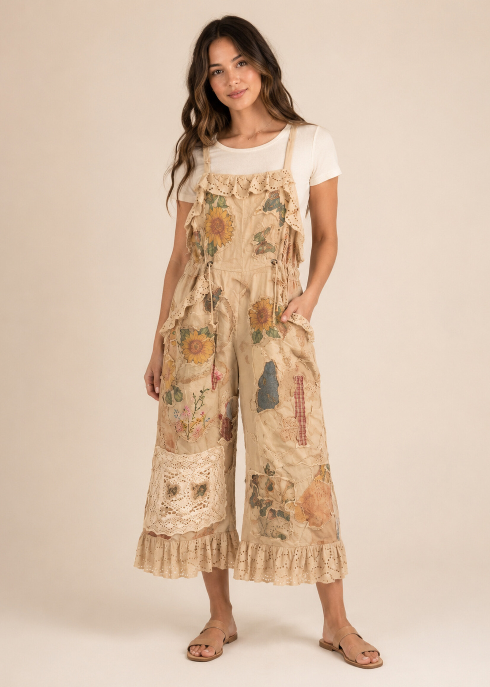 House of Jaded Gypsy Floral Meadows Overalls One Size