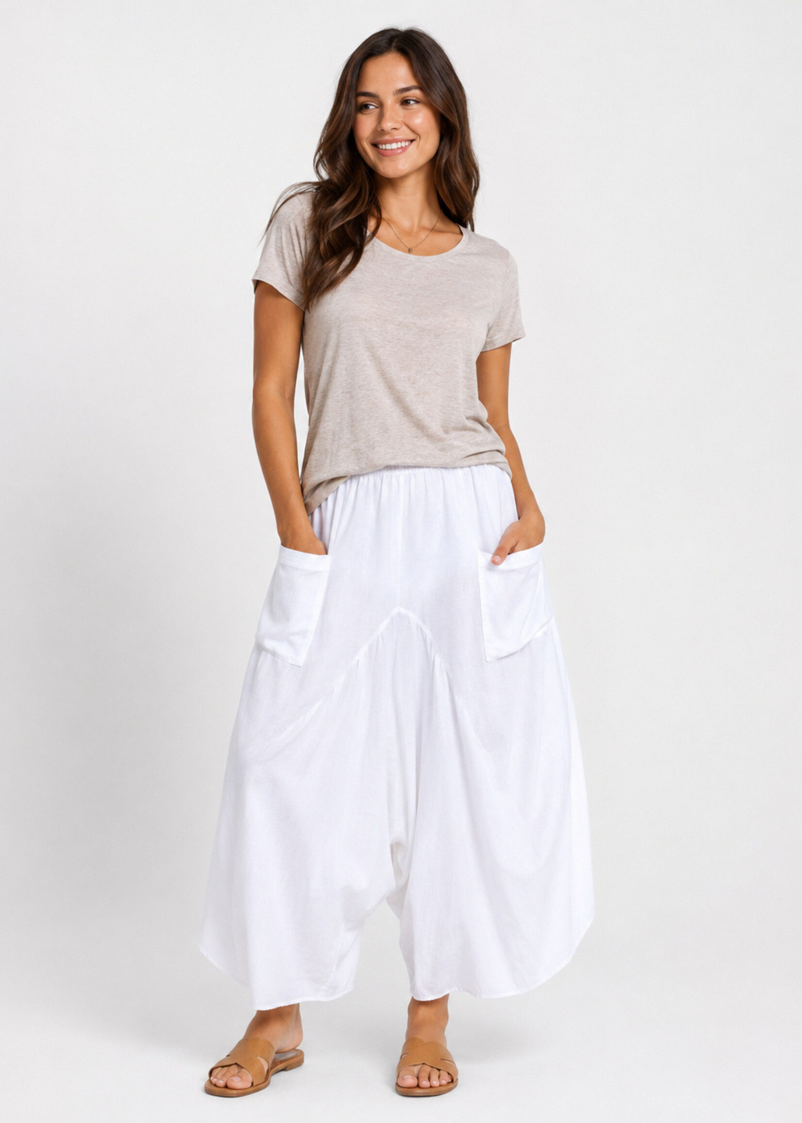Jaded Gypsy Clothing Out & About Pants Parchment One Size