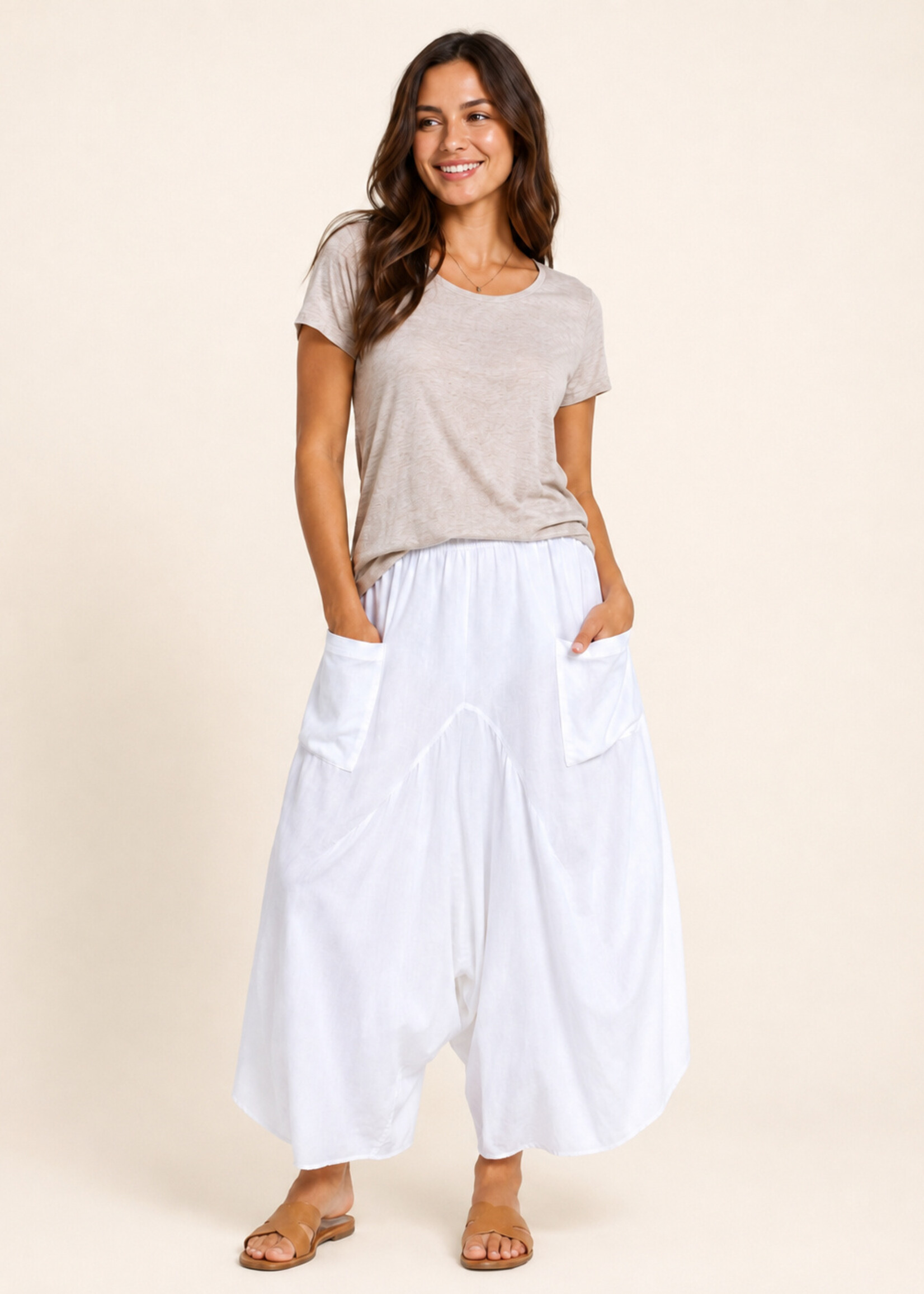 Jaded Gypsy Clothing Out & About Pants Parchment One Size