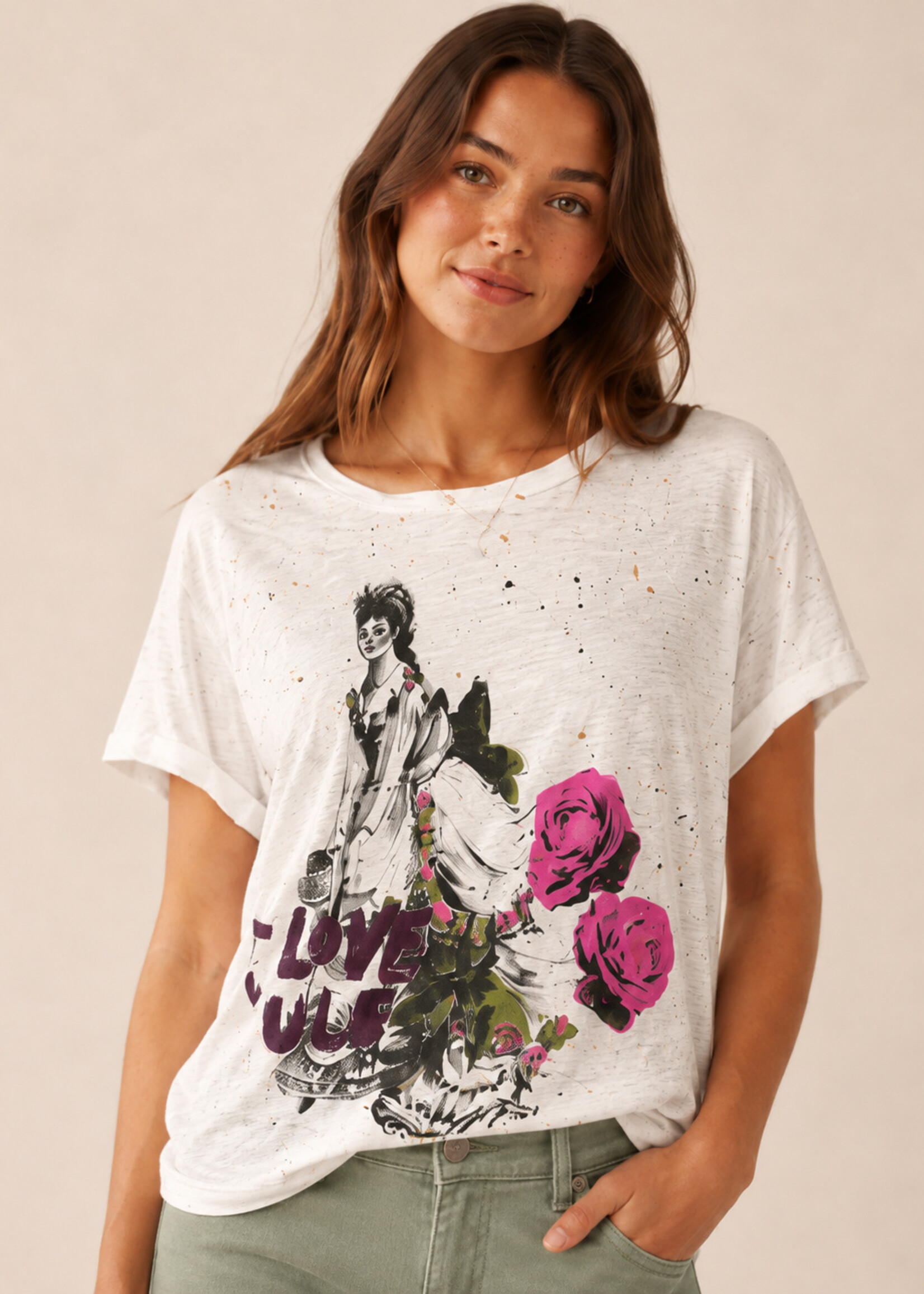 House of Jaded Gypsy Worn and Weathered Tee Love Rules One Size