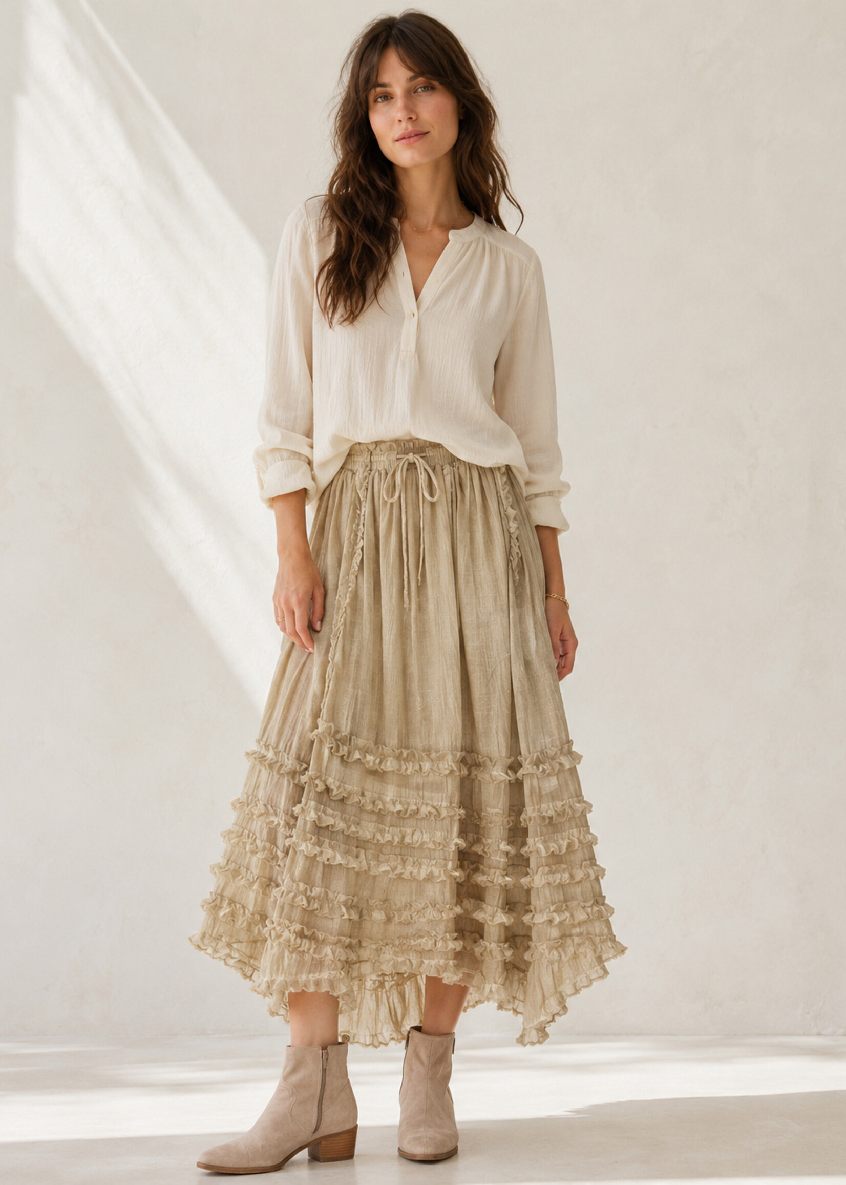Jaded Gypsy Clothing Serene Sands Skirt Oatmeal One Size
