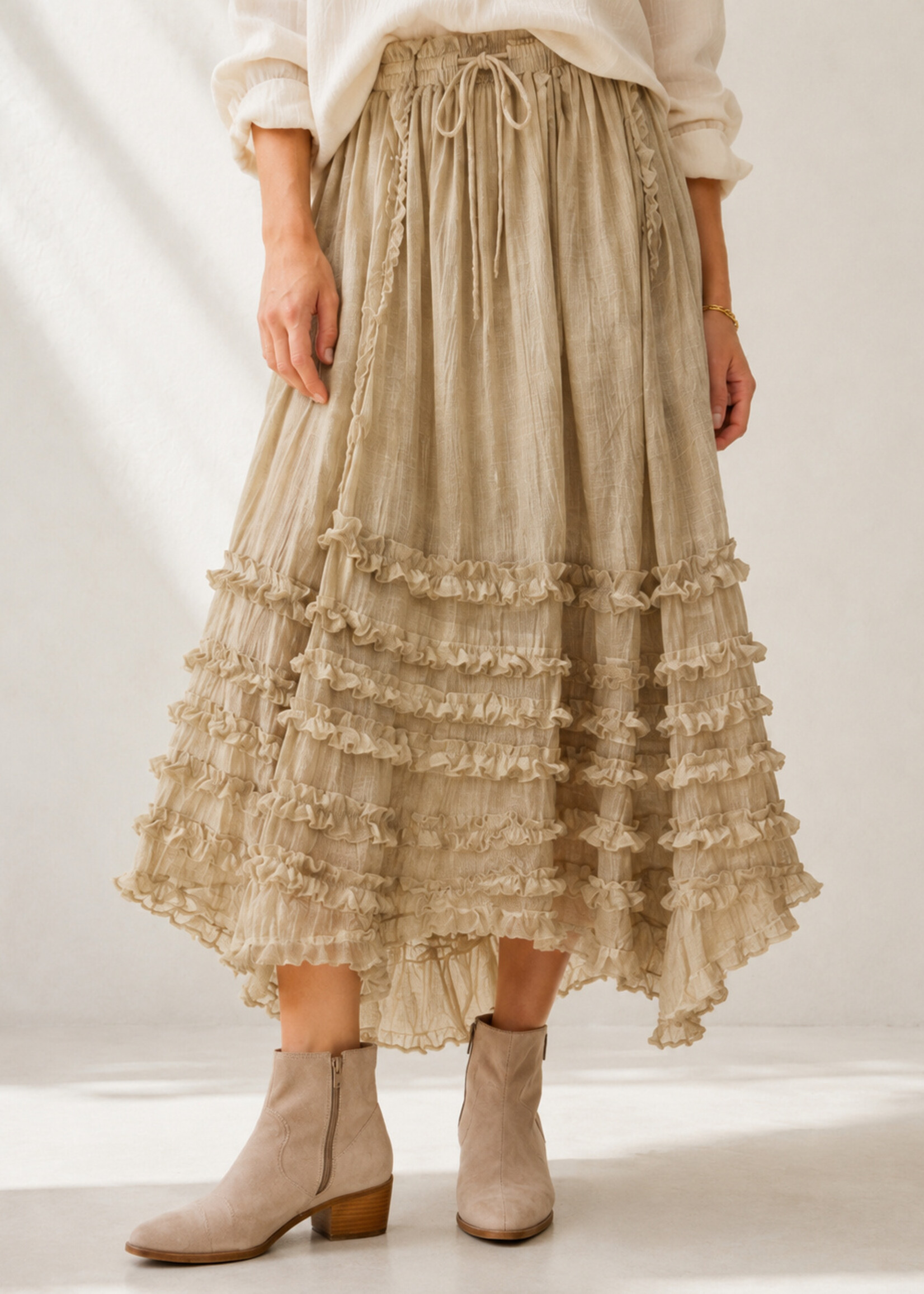 Jaded Gypsy Clothing Serene Sands Skirt Oatmeal One Size