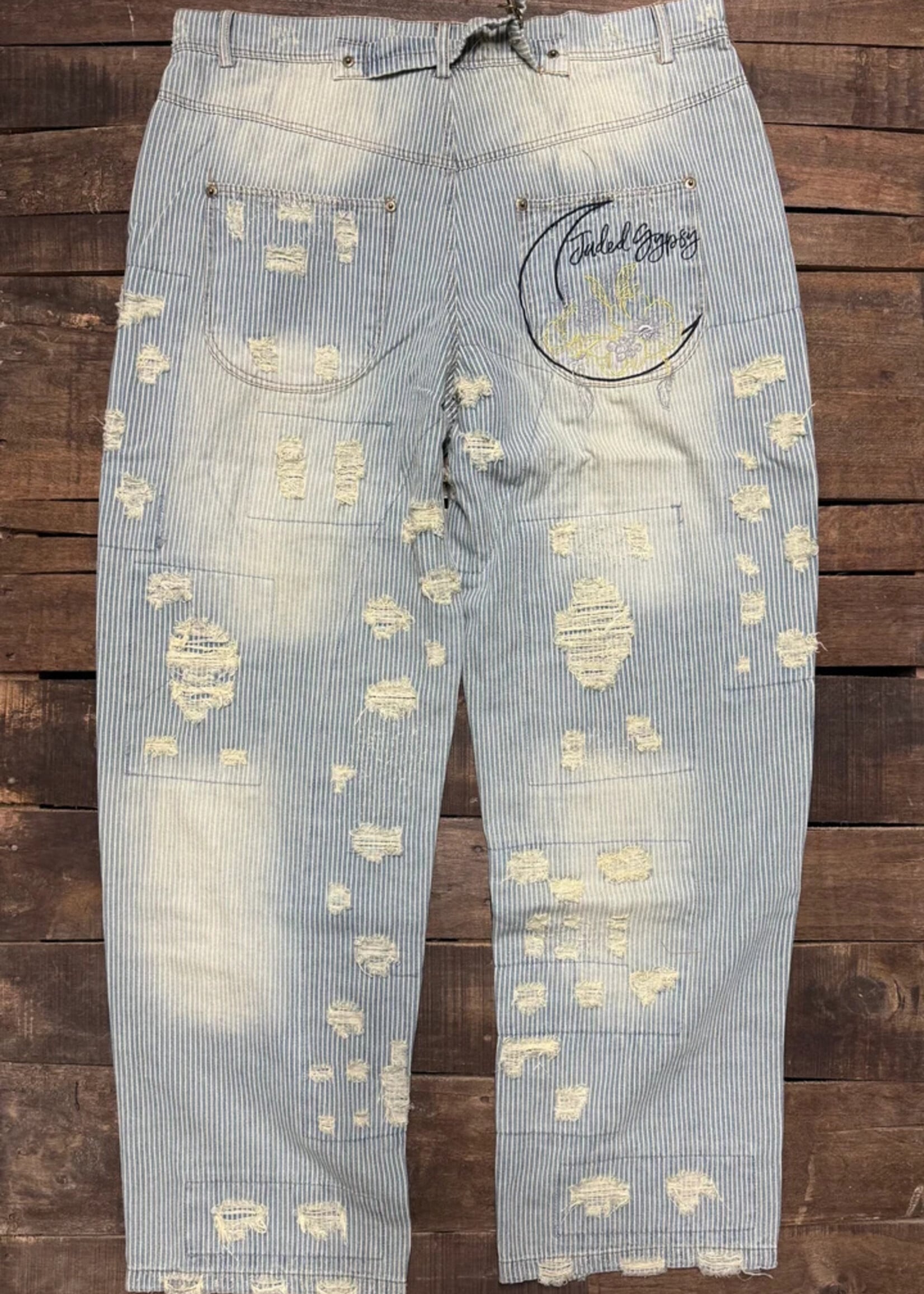 Jaded Gypsy Clothing Peace and Love Jeans Blue Railroad