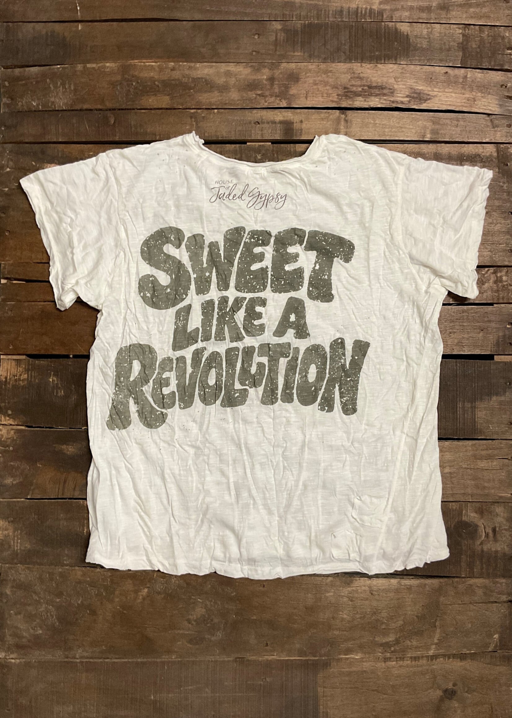 Jaded Gypsy Clothing Worn and Weathered Tee Eat Cake One Size