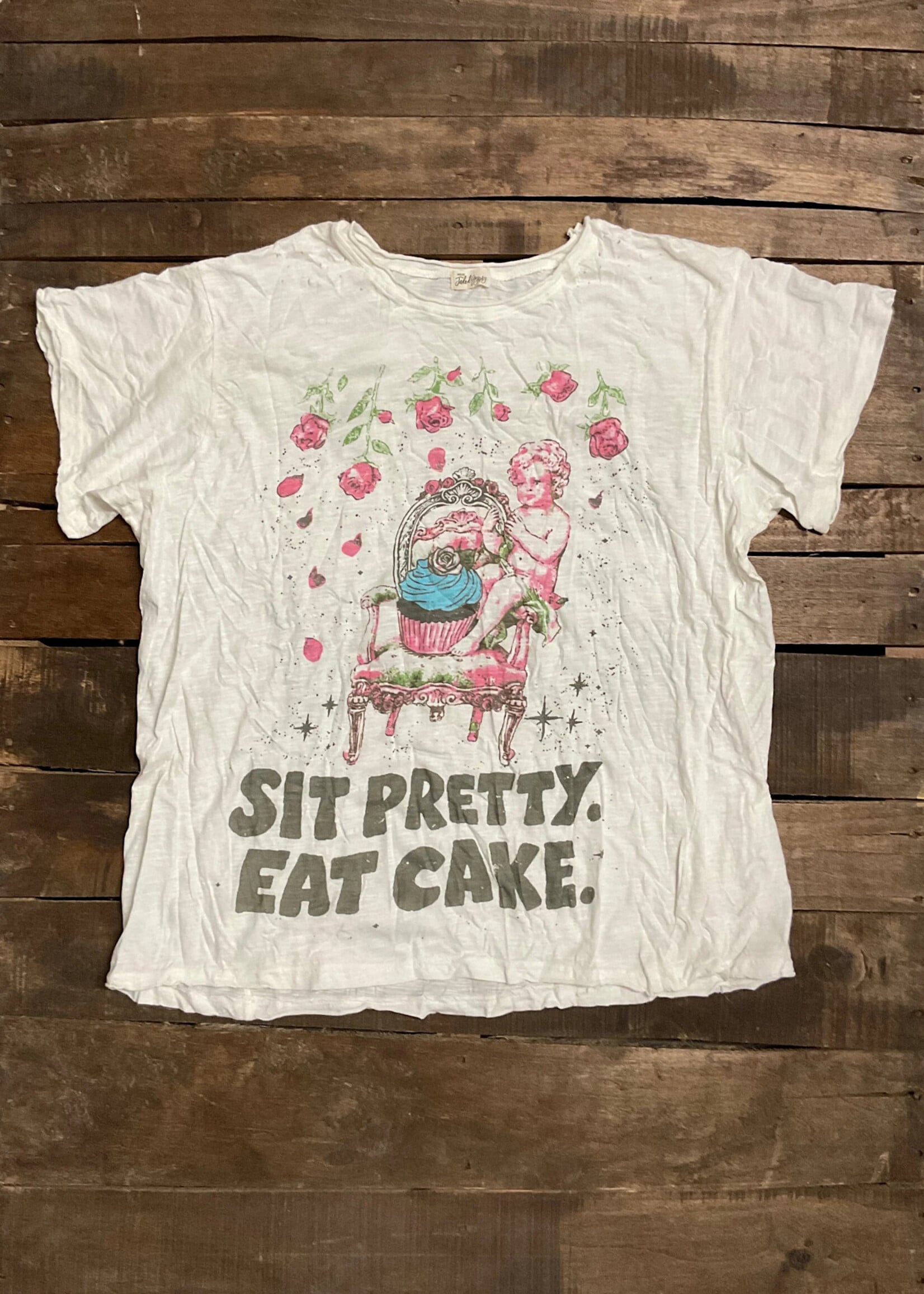 Jaded Gypsy Clothing Worn and Weathered Tee Eat Cake One Size