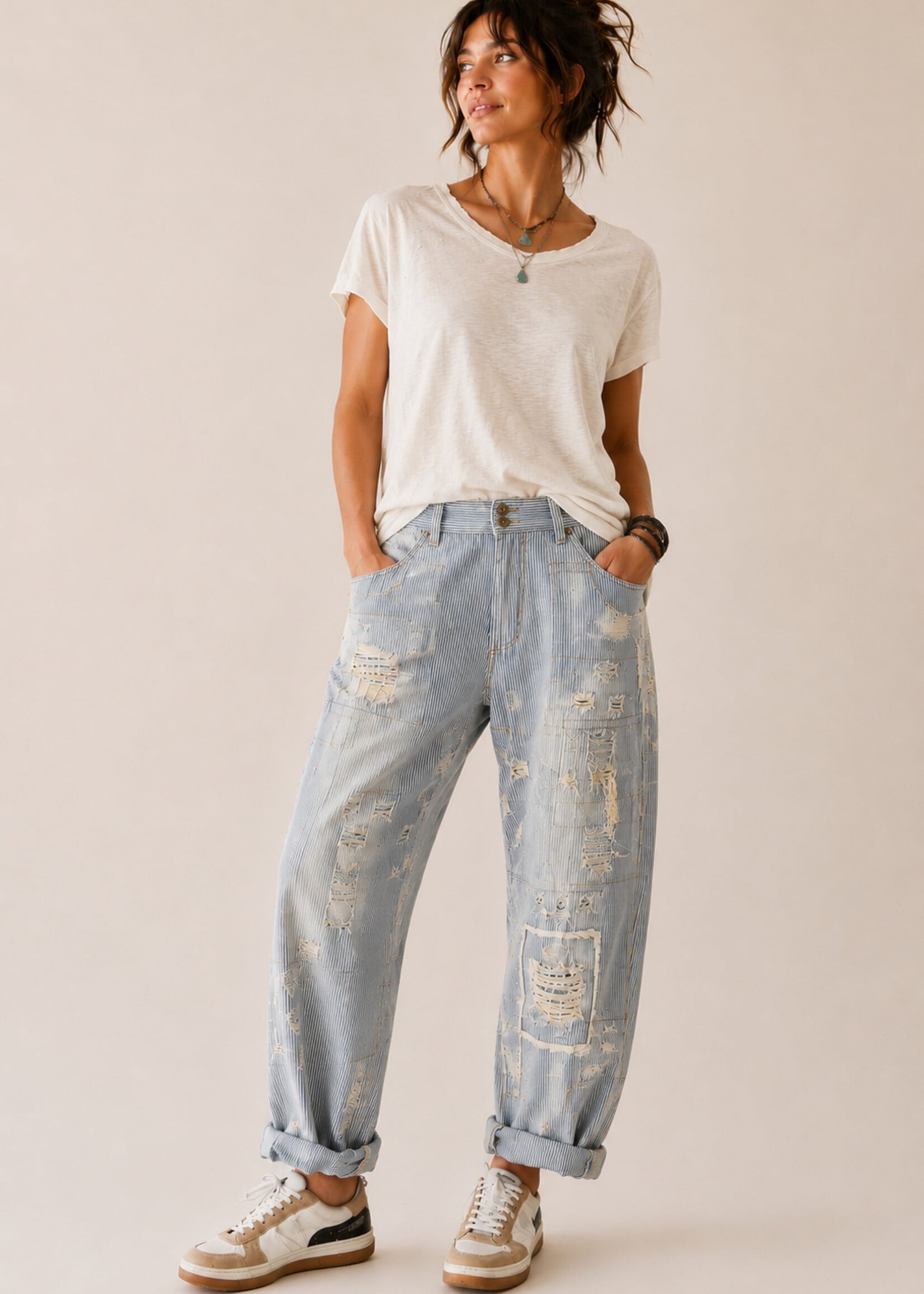 Jaded Gypsy Clothing Peace and Love Jeans Blue Railroad