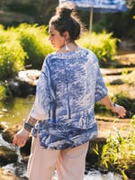 Market of Stars Let the Light in Luxe Tee Tunic Shirt w/ Blue Delft Toile