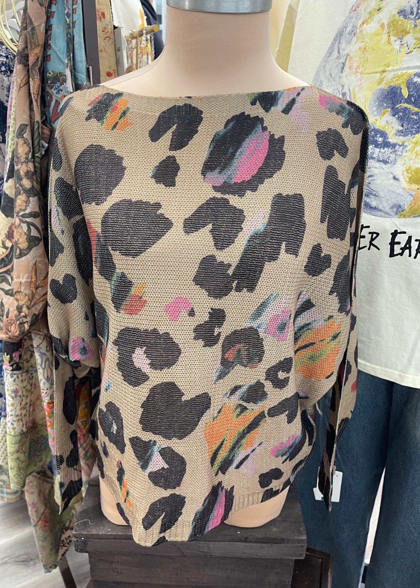 Gigi Batwing Sweater Wild Bloom Leopard - 2 Colors