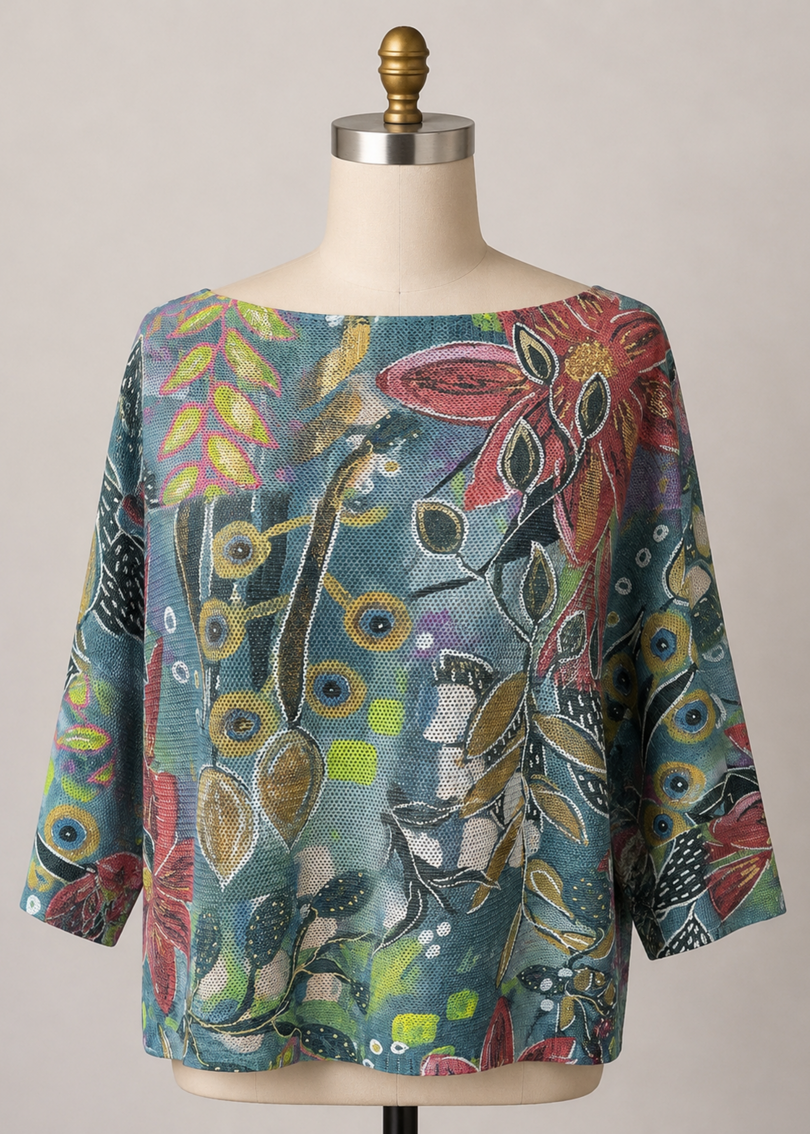 Gigi Batwing Sweater Jungle Bloom Gold Foil
