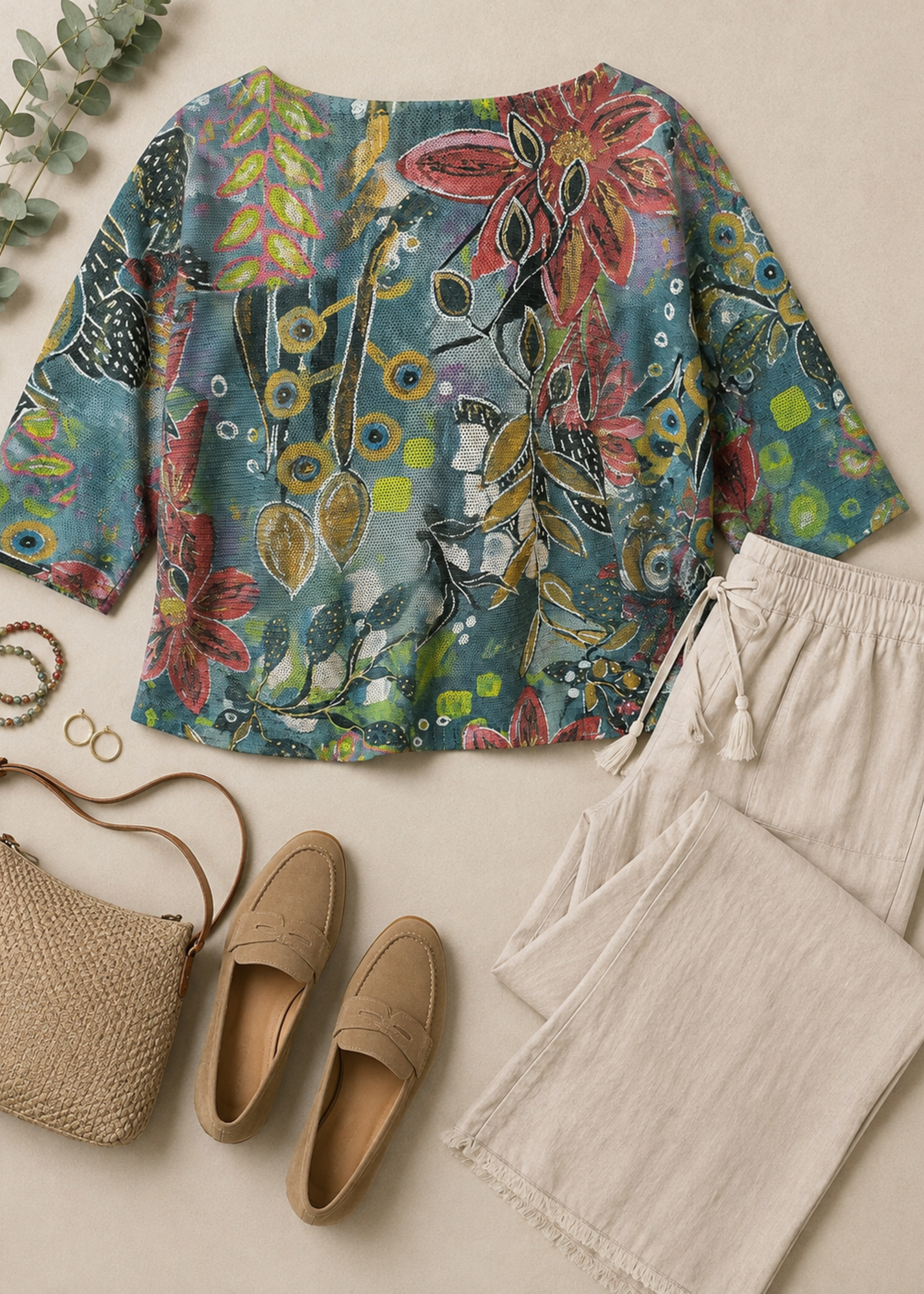 Gigi Batwing Sweater Jungle Bloom Gold Foil