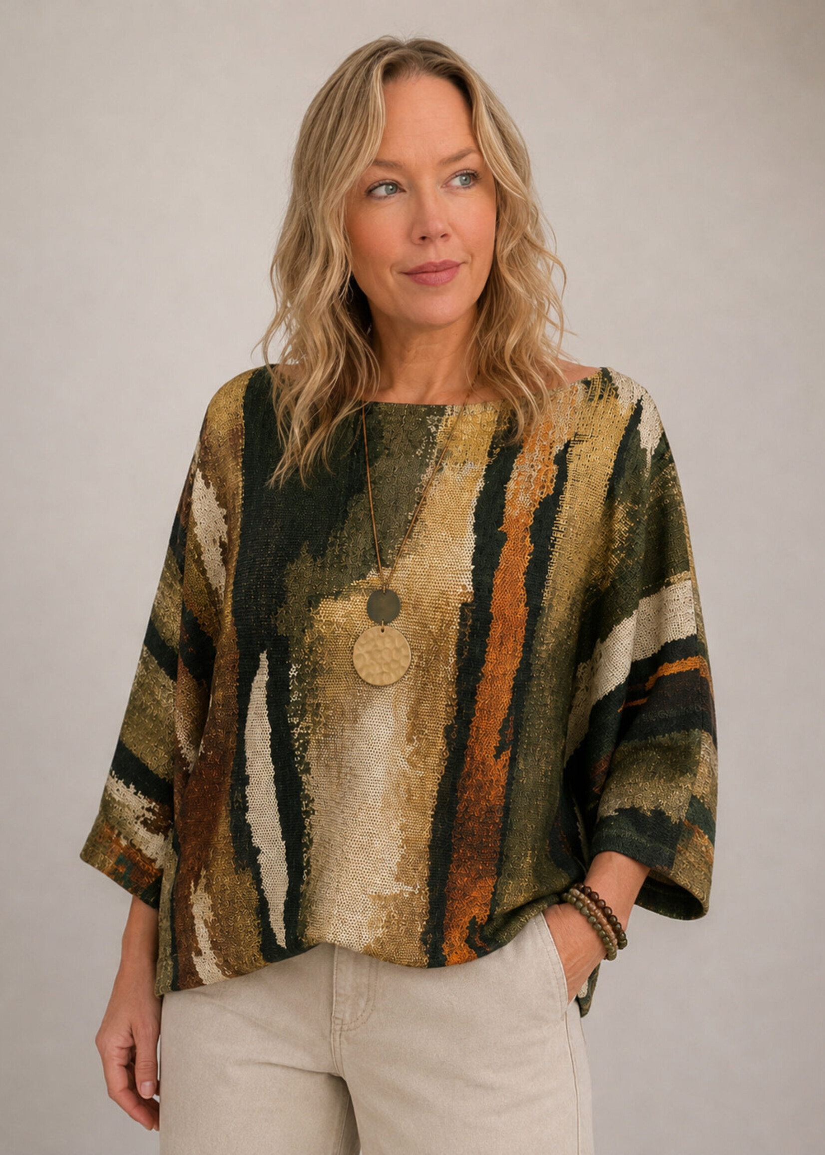 Gigi Batwing Sweater Autumn Wash Gold Foil