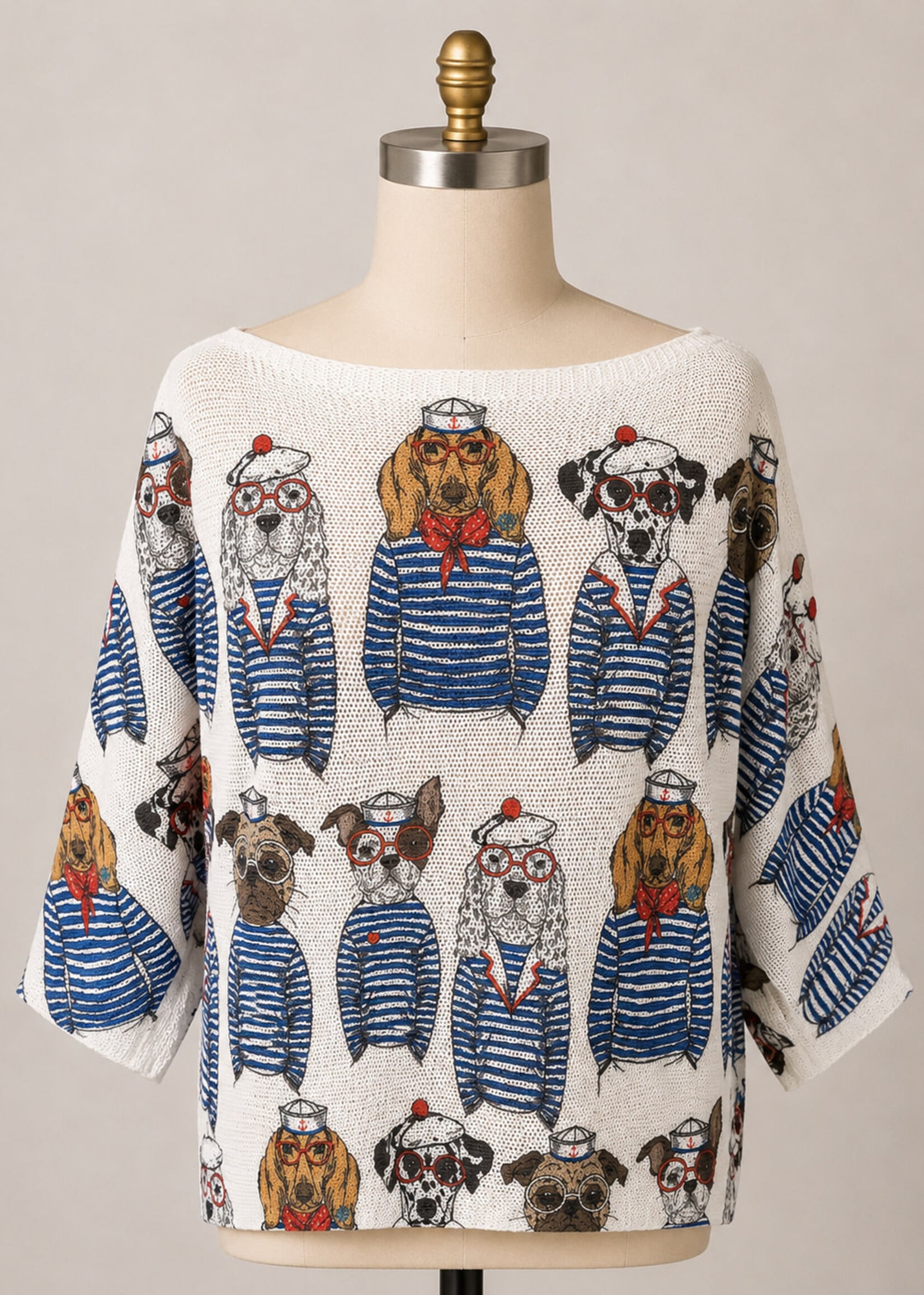 Gigi Batwing Sweater Sailor Dog