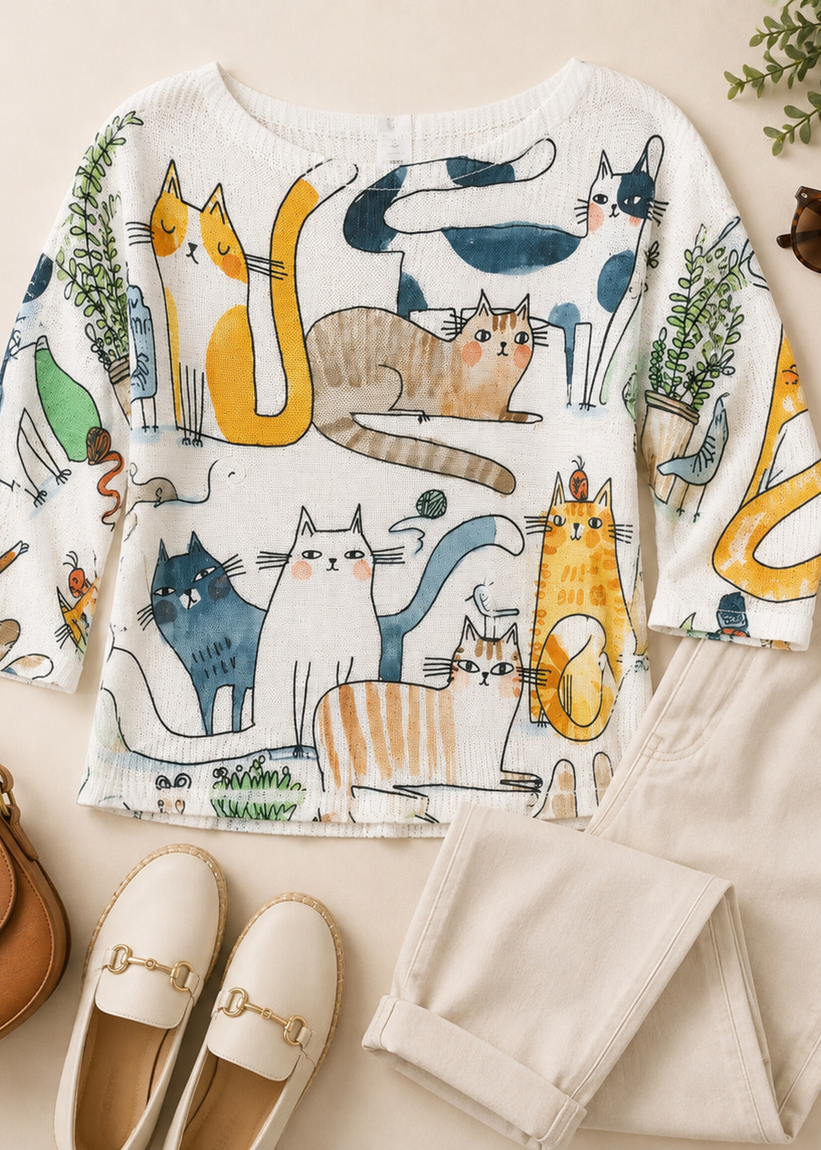 Gigi Batwing Sweater Multi Cat