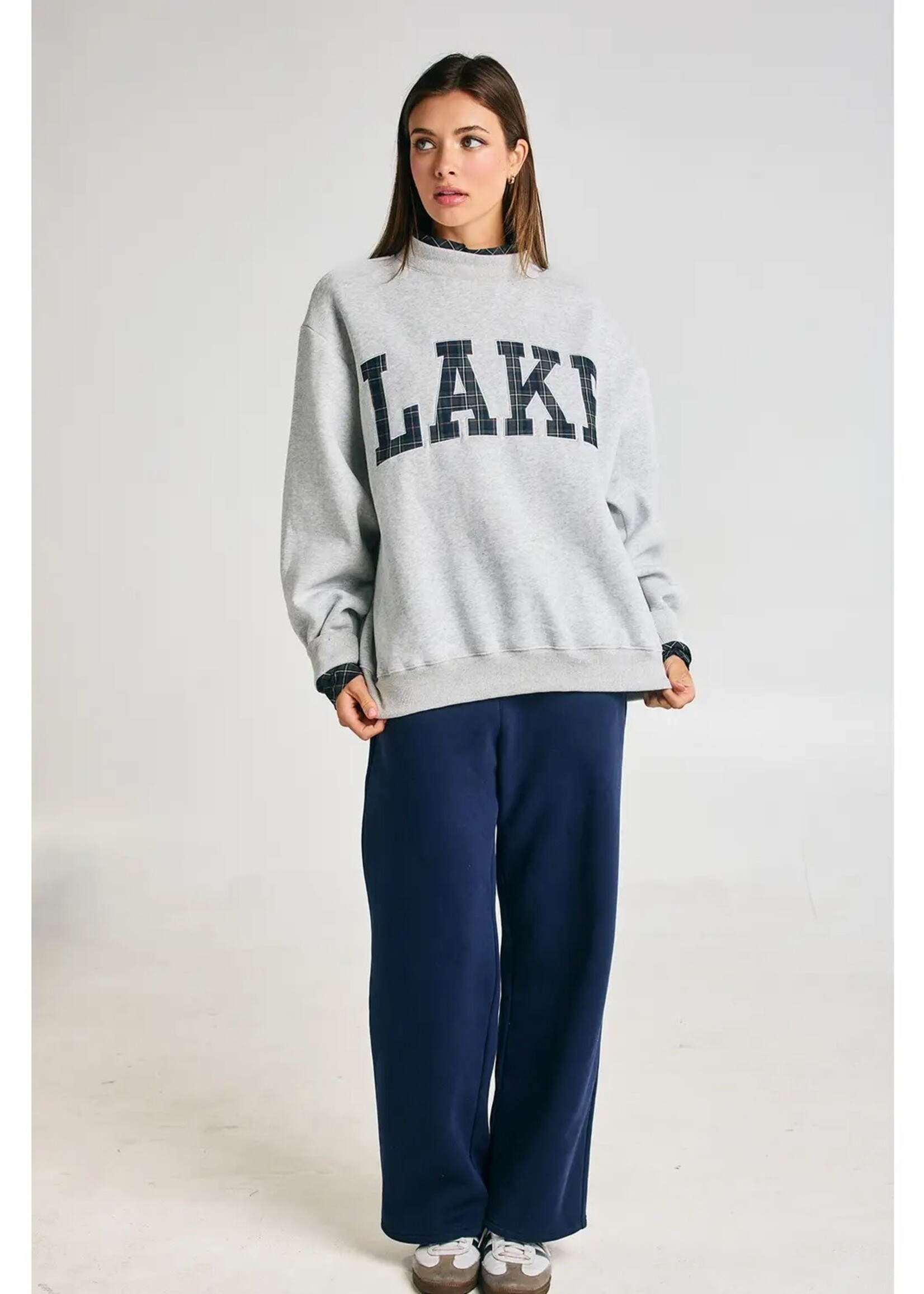 BUCKETLIST Mock Neck Sweatshirt Lake Heather Grey