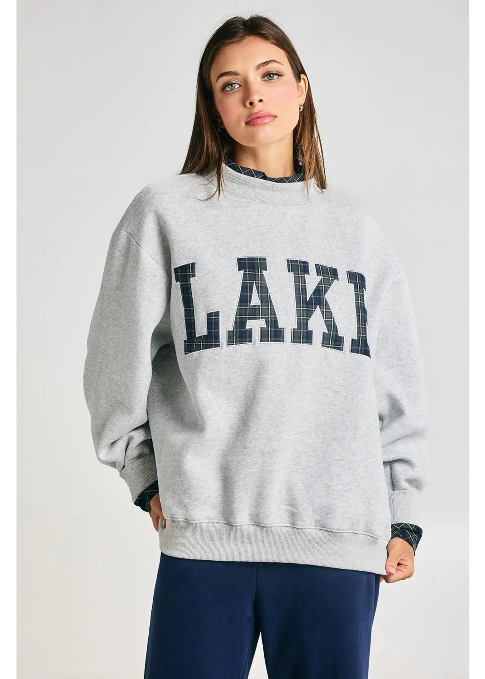 BUCKETLIST Mock Neck Sweatshirt Lake Heather Grey
