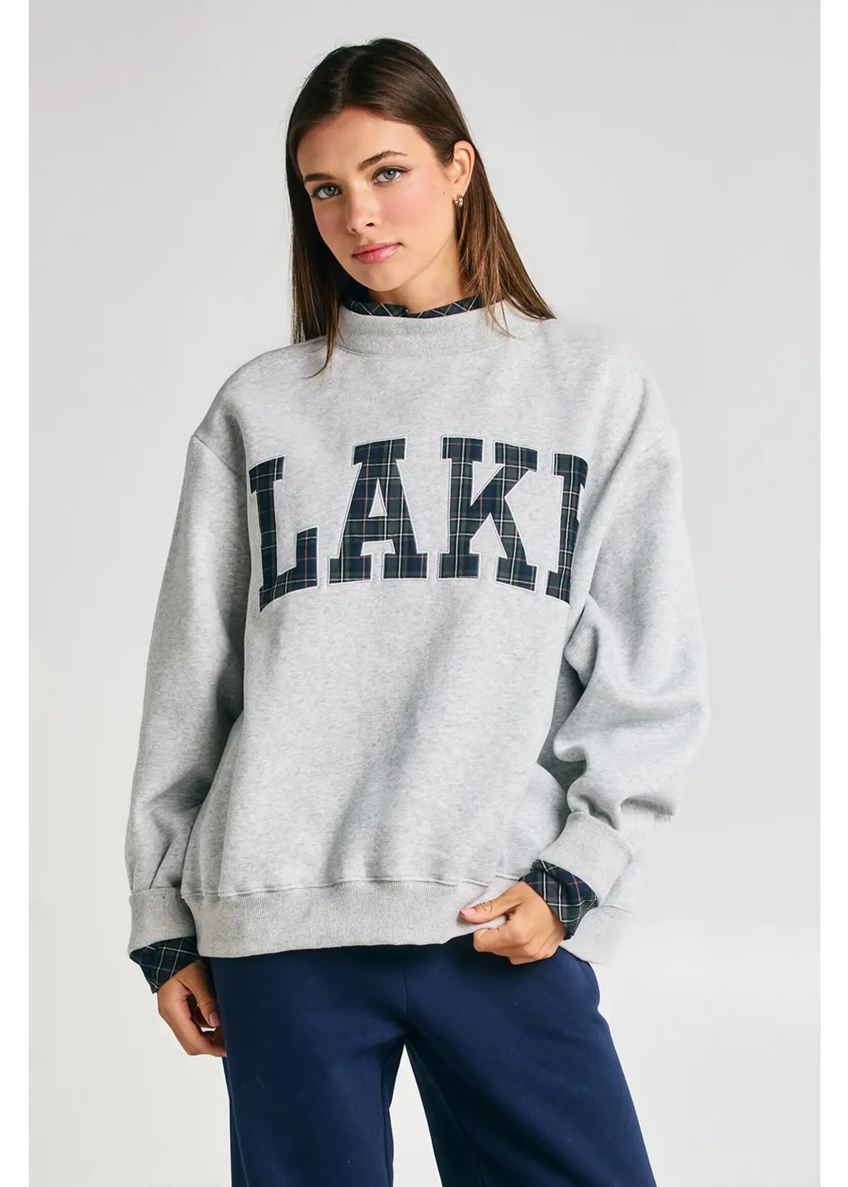 BUCKETLIST Mock Neck Sweatshirt Lake Heather Grey