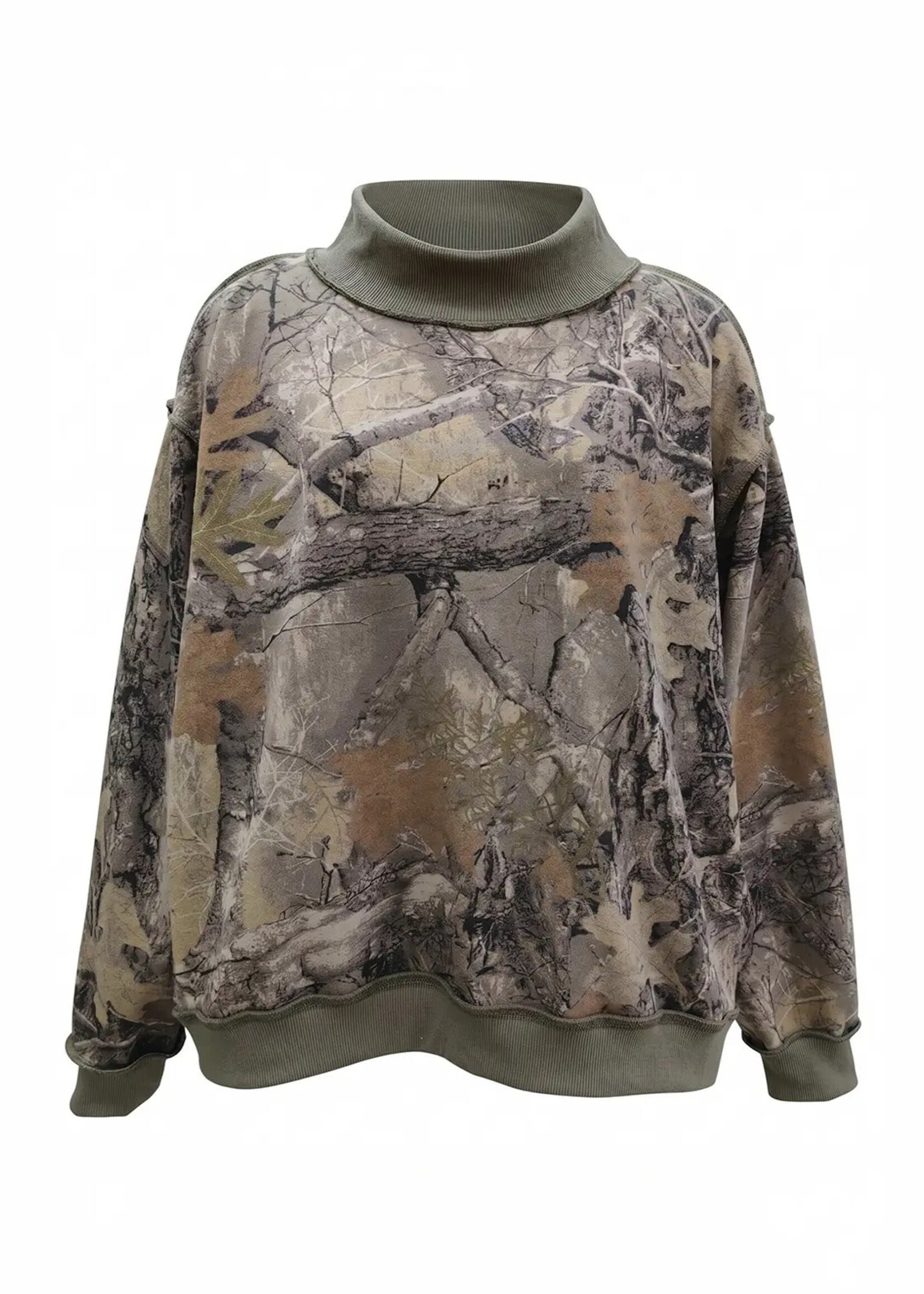 BUCKETLIST Tree Camo Mock Neck Sweatshirt