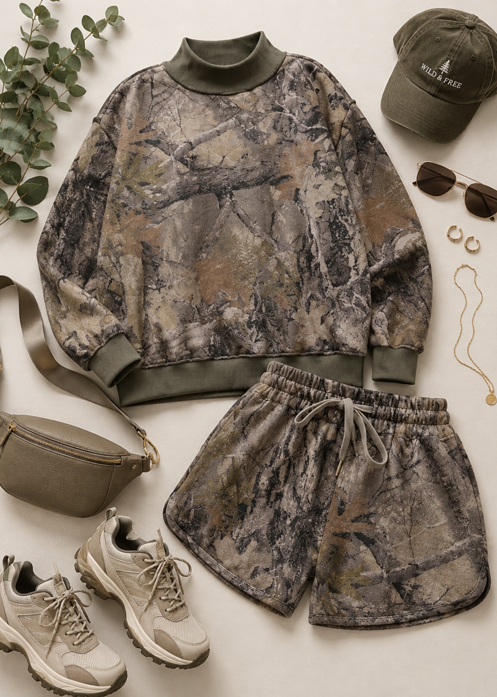 BUCKETLIST Tree Camo Mock Neck Sweatshirt