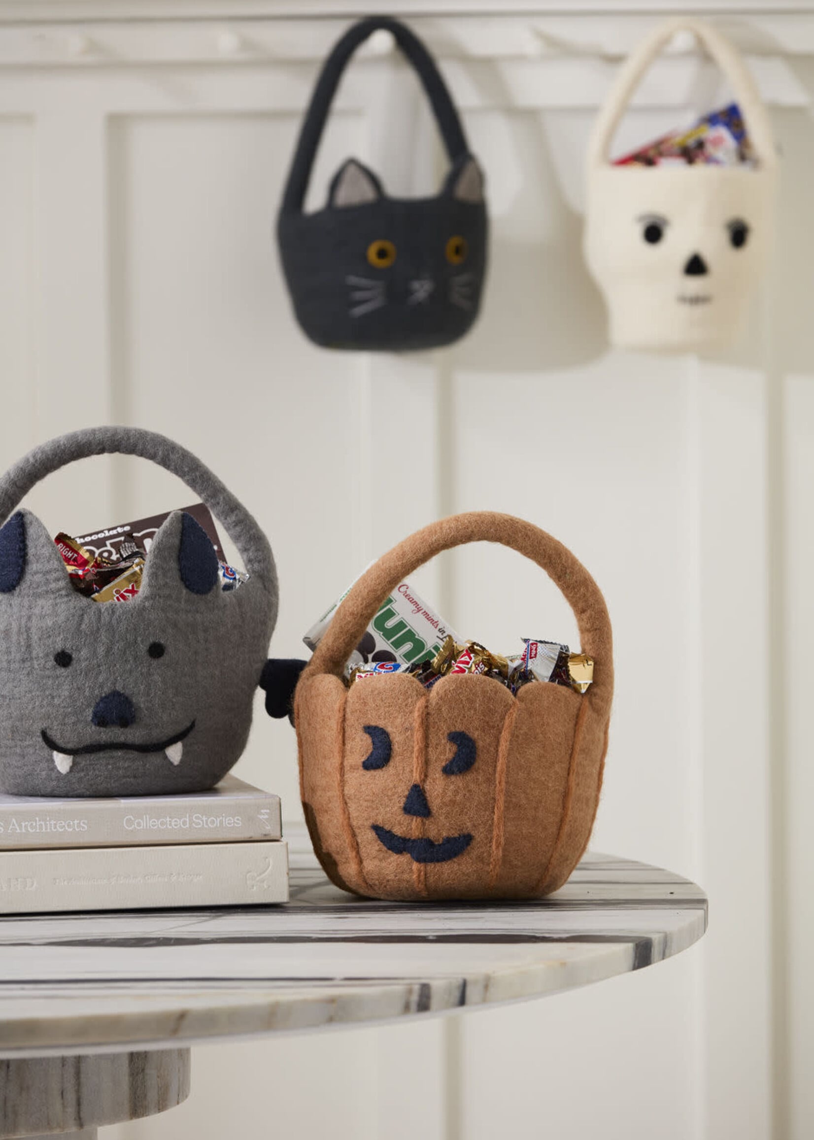 Felted Bat Trick-or-Treat Basket