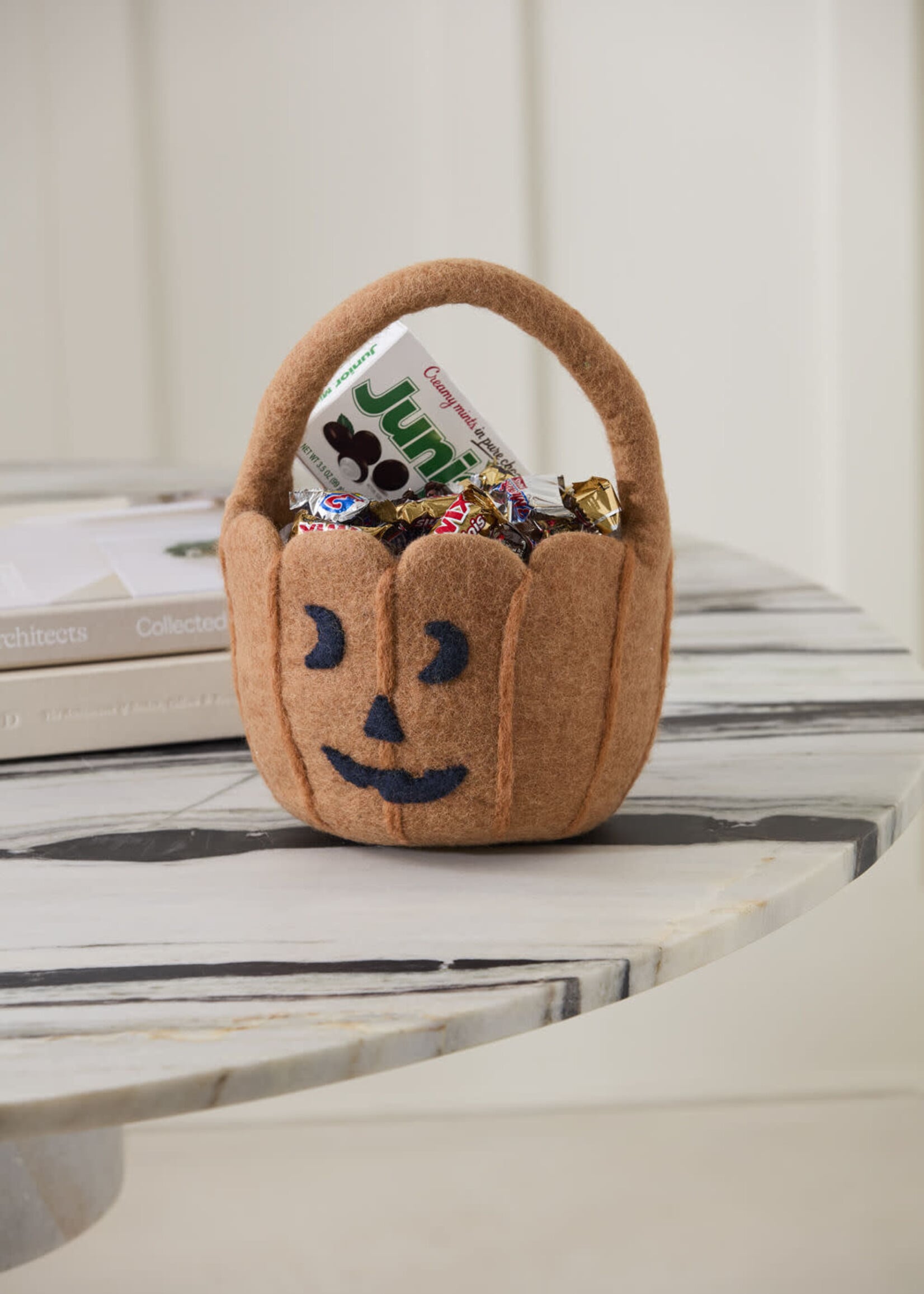 Tricks and Treats Felted Basket Pumpkin