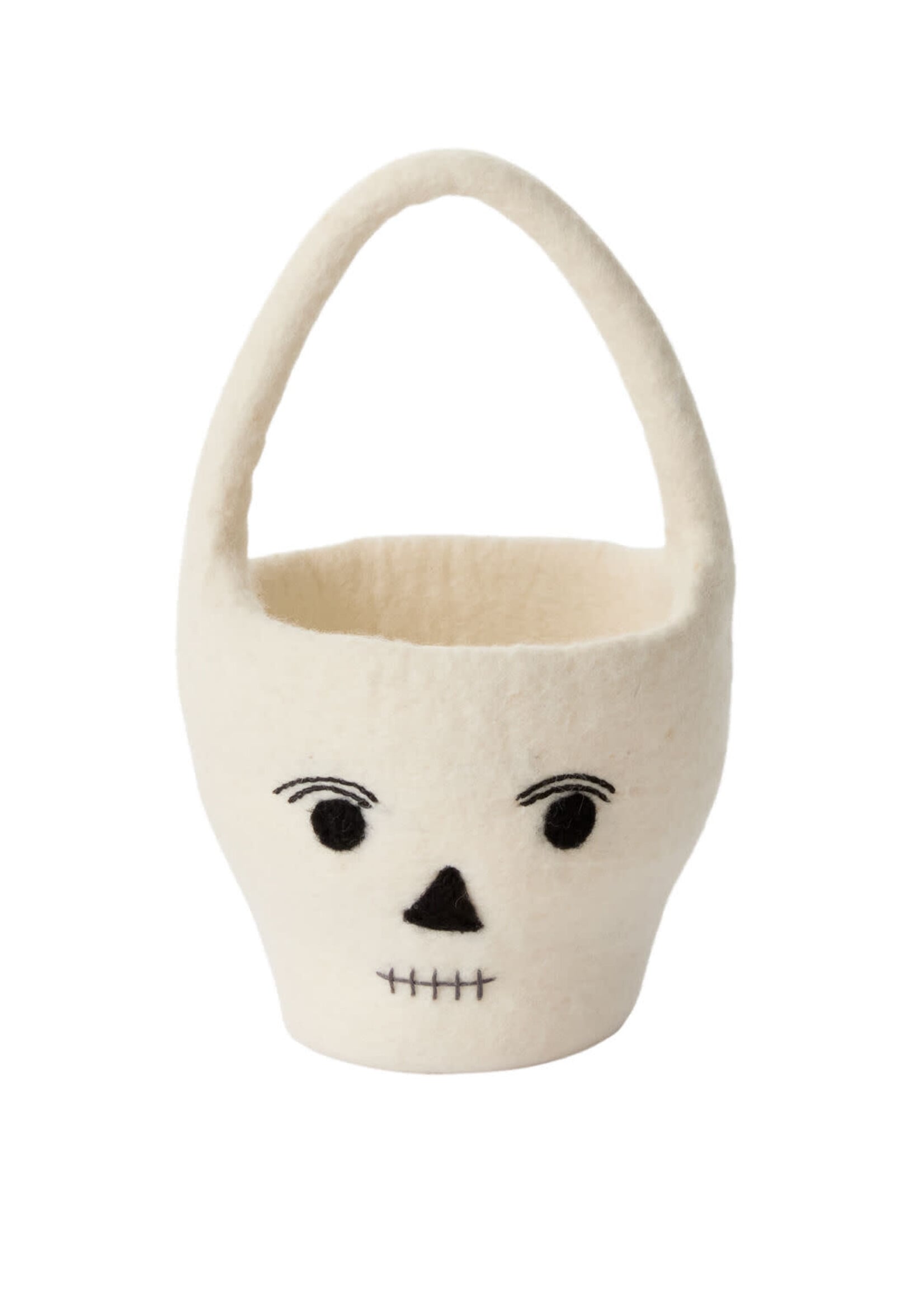 Felted White Skeleton Trick-or-Treat Basket