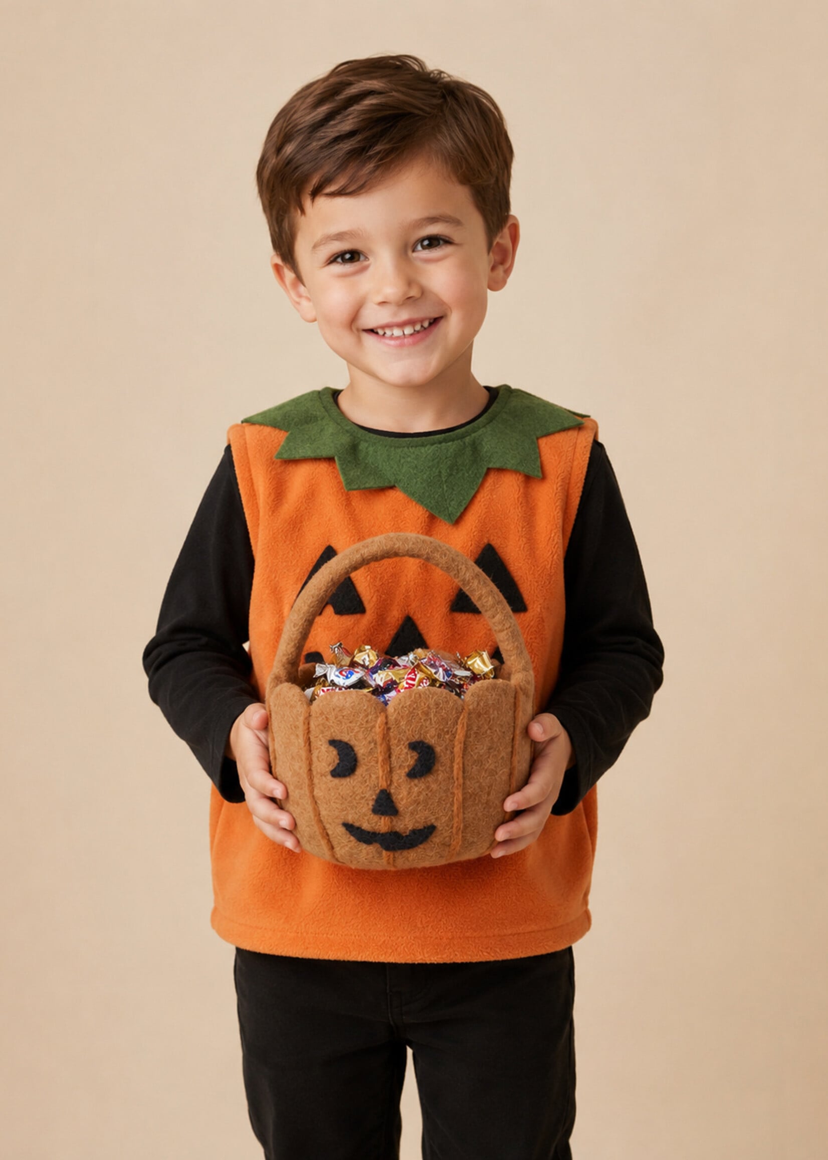 Tricks and Treats Felted Basket Pumpkin
