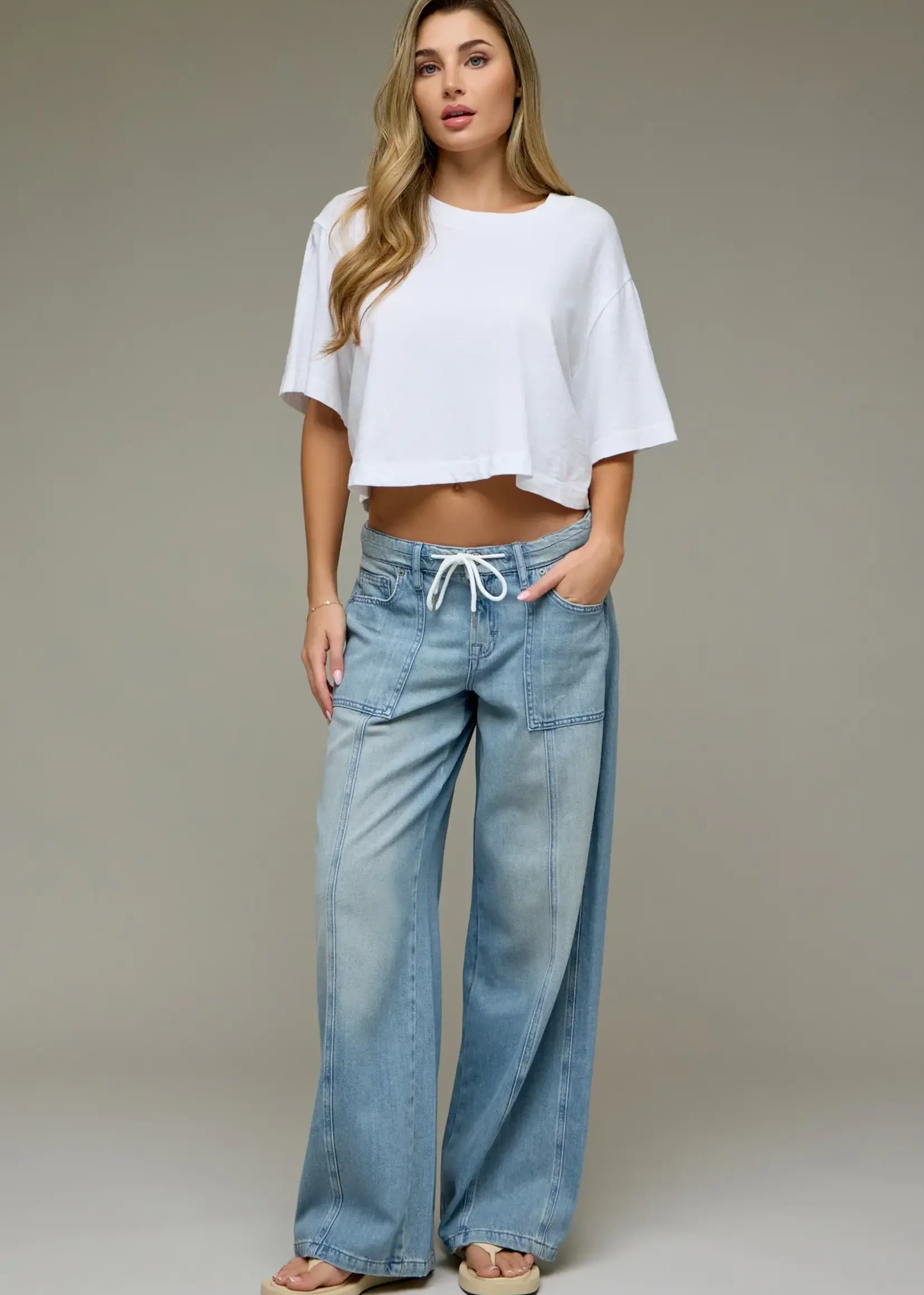 Hidden Jeans Wide Leg Drawstring Pant