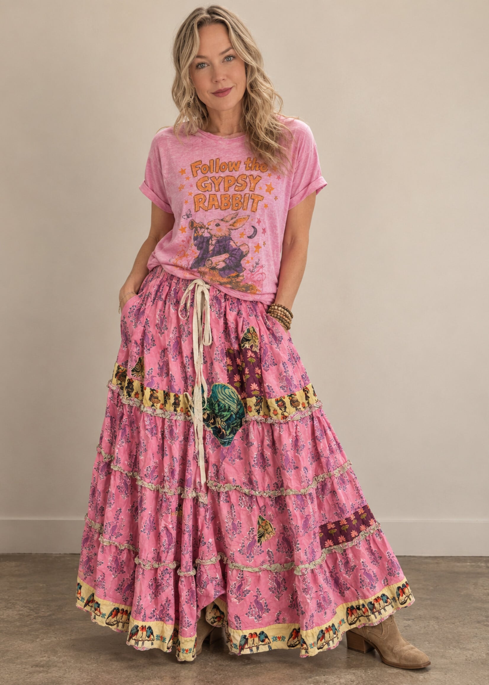House of Jaded Gypsy Dune Light Skirt Faded Rose One Size