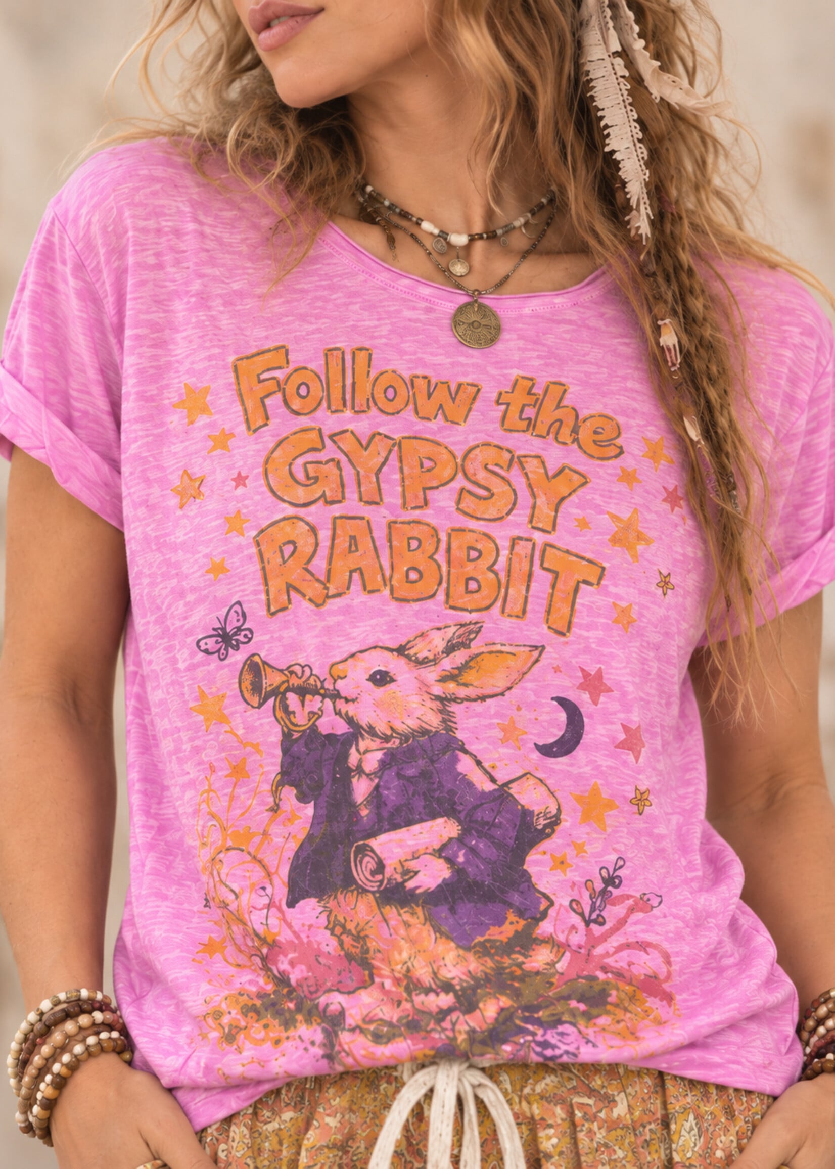 House of Jaded Gypsy Worn and Weathered Gypsy Rabbit Tee