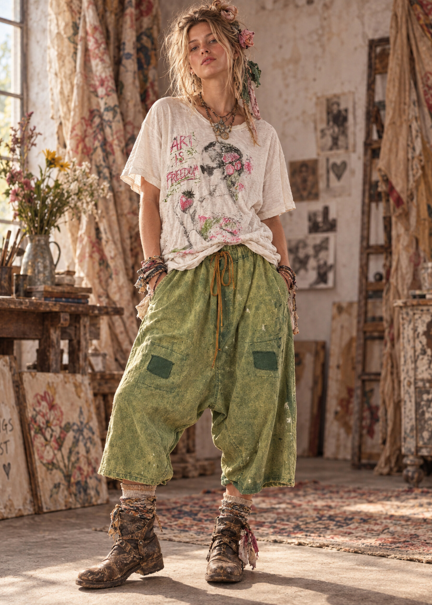 Jaded Gypsy Clothing Earthsong Harem Pants Chambray One Size