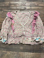 House of Jaded Gypsy Dusty Bloom Top Olive One Size