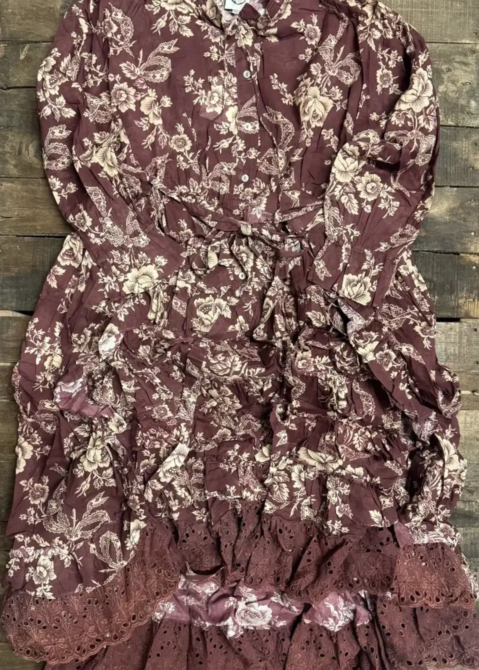 Jaded Gypsy Clothing Whispering Blooms Duster Wine One Size