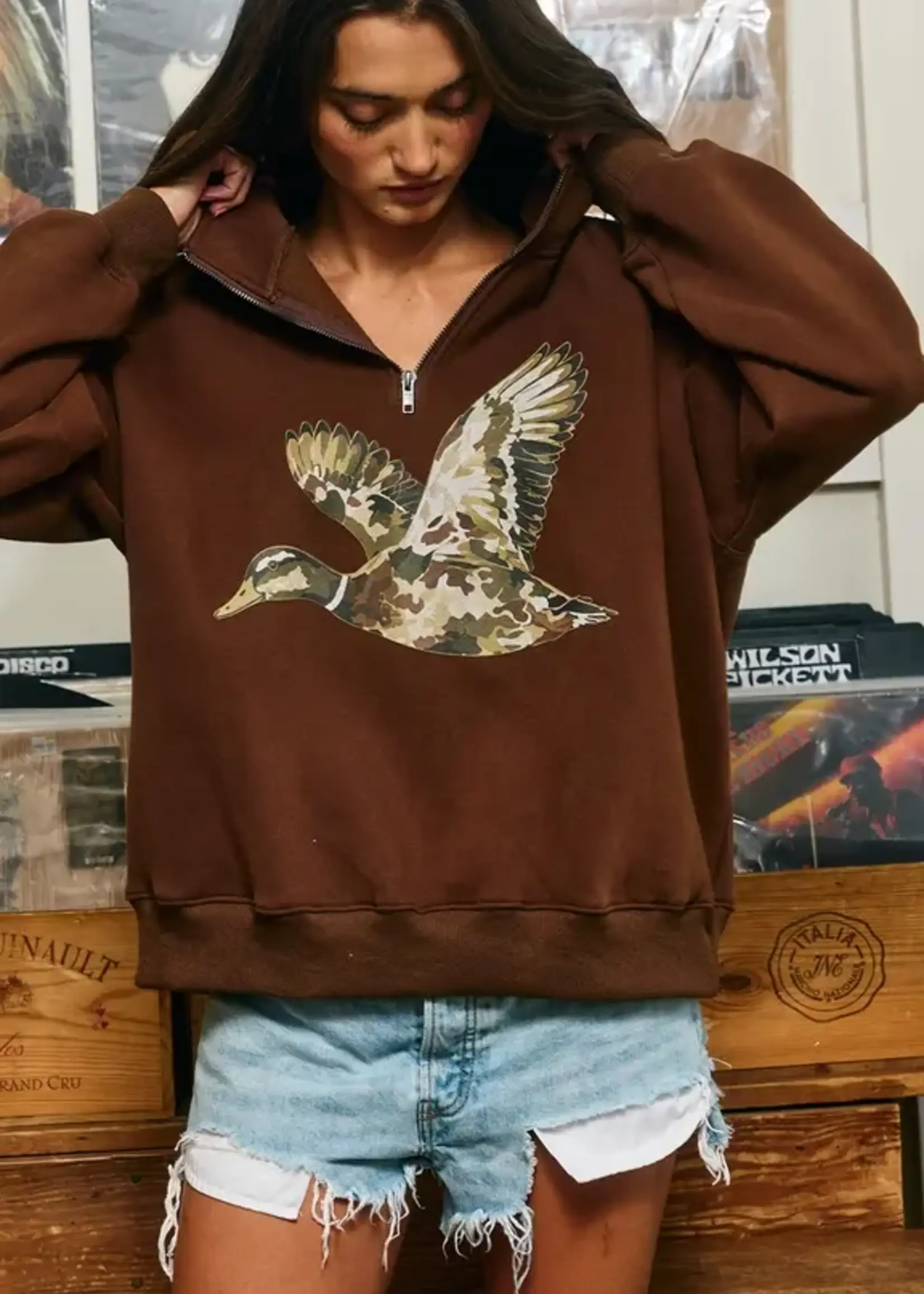 BUCKETLIST Camo Flying Mallard Half Zip