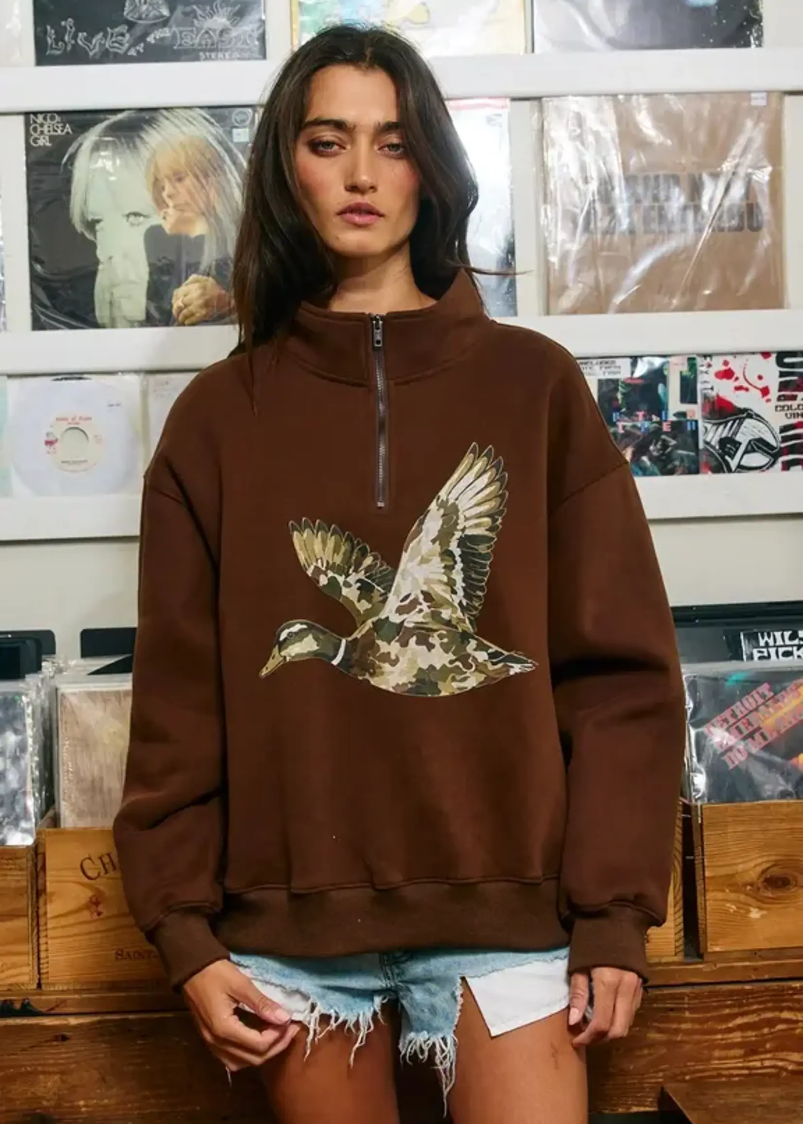 BUCKETLIST Camo Flying Mallard Half Zip